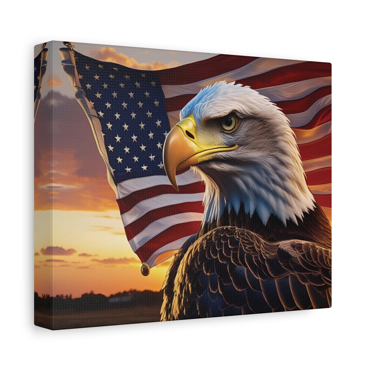 Patriotic Red Eagle Canvas Wall Art, Stretched Eagle Art - Red White Blue - American Flag Decor - Veteran's Day Gift - 4th of July Decoration, Home Gallery Wall
