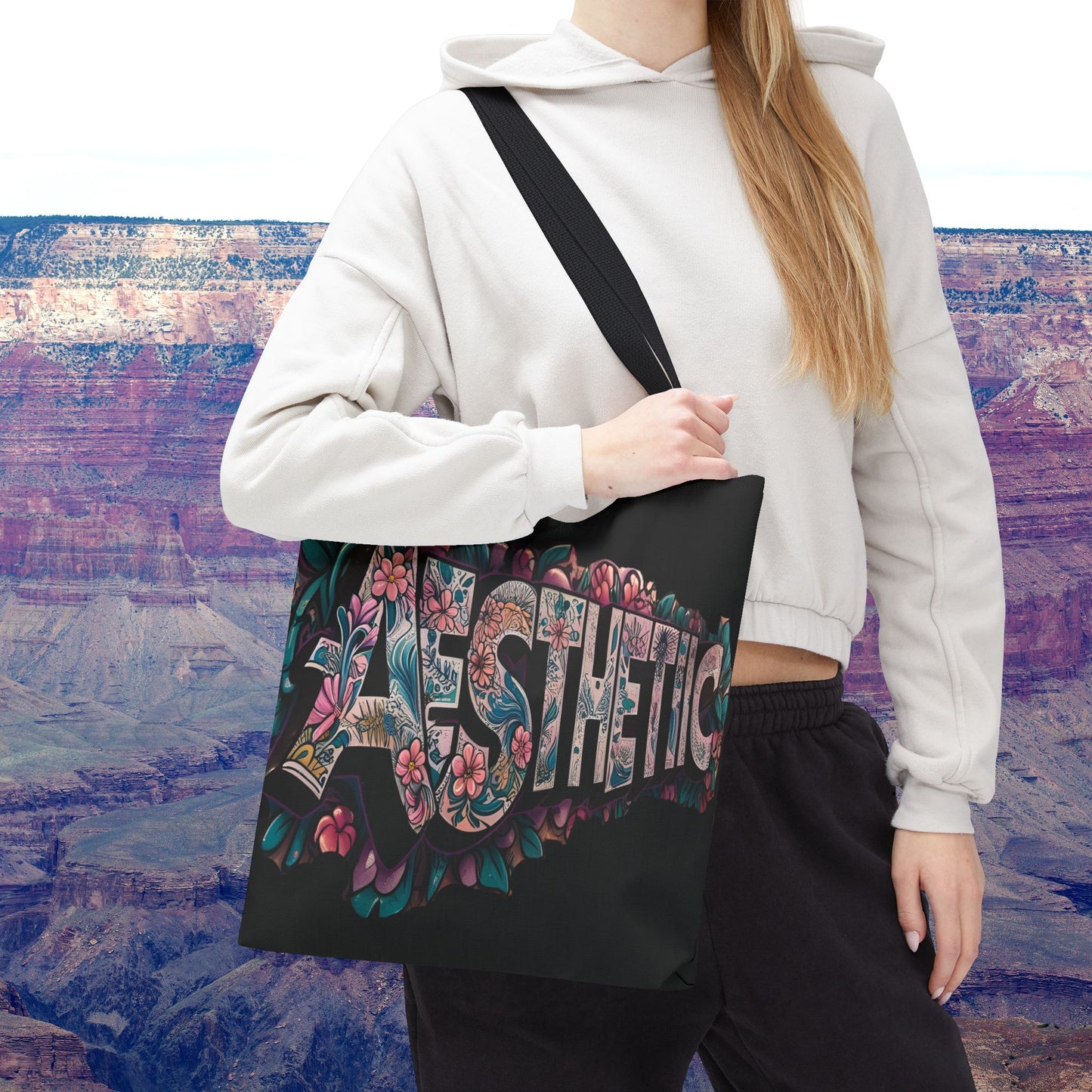 Eye-Catching - Aesthetic - Floral Tote Bag - Chic Reusable - Shopping Bag - Eco-Friendly Grocery Tote - Boho Style Handbag - Gift for Art Lovers - Travel Accessory -