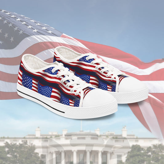 π₯ Patriotic π₯ Red White & Blue π₯ All Over Print π₯ Low Top Sneakers π₯ American Flag Designπ₯ Sizes 5.5-12 π₯