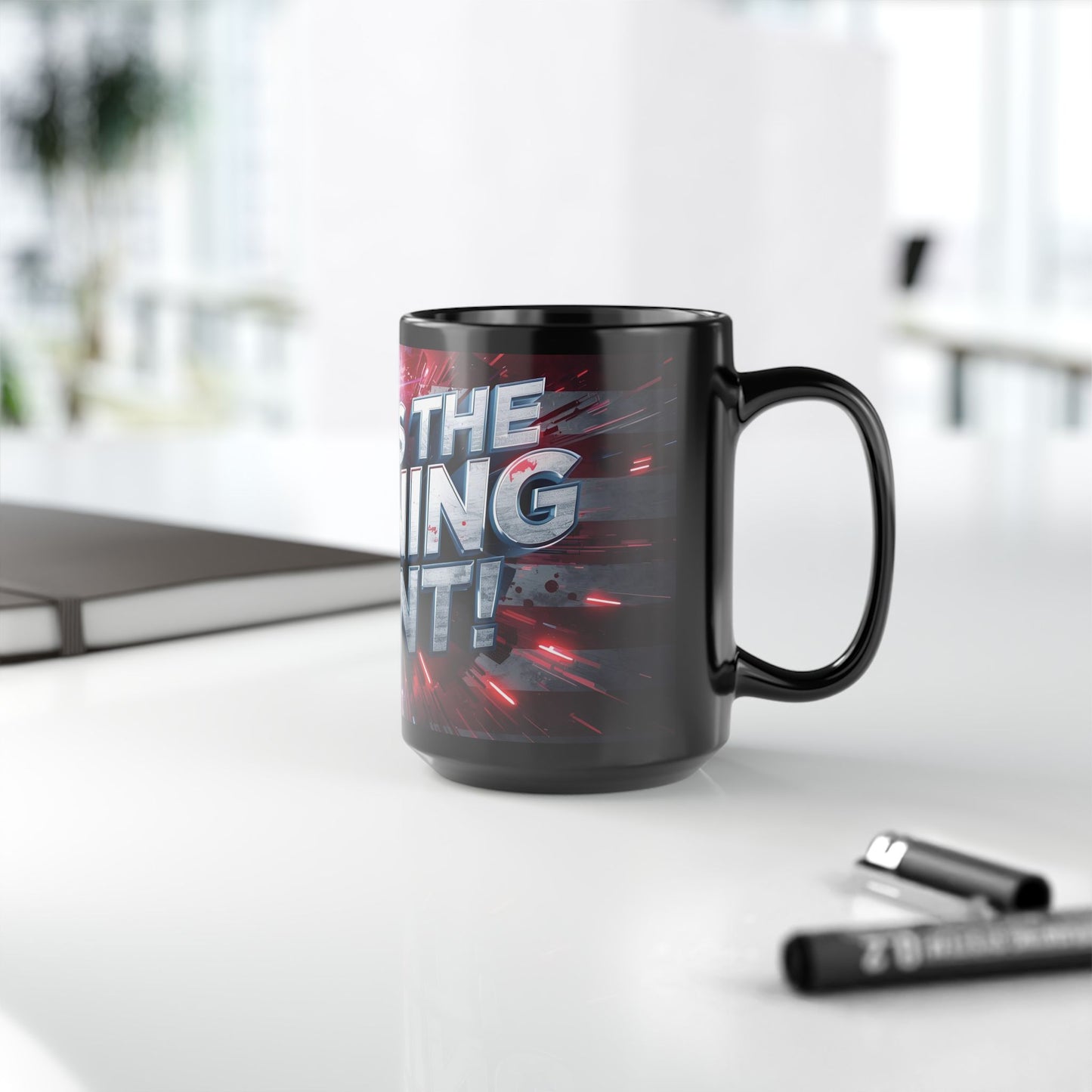 Stunning - Motivational - This Is The Turning Point! - Red White Blue - American Flag Backdrop Design - Sleek Black Ceramic Coffee Mug - 11oz - 15oz Sizes