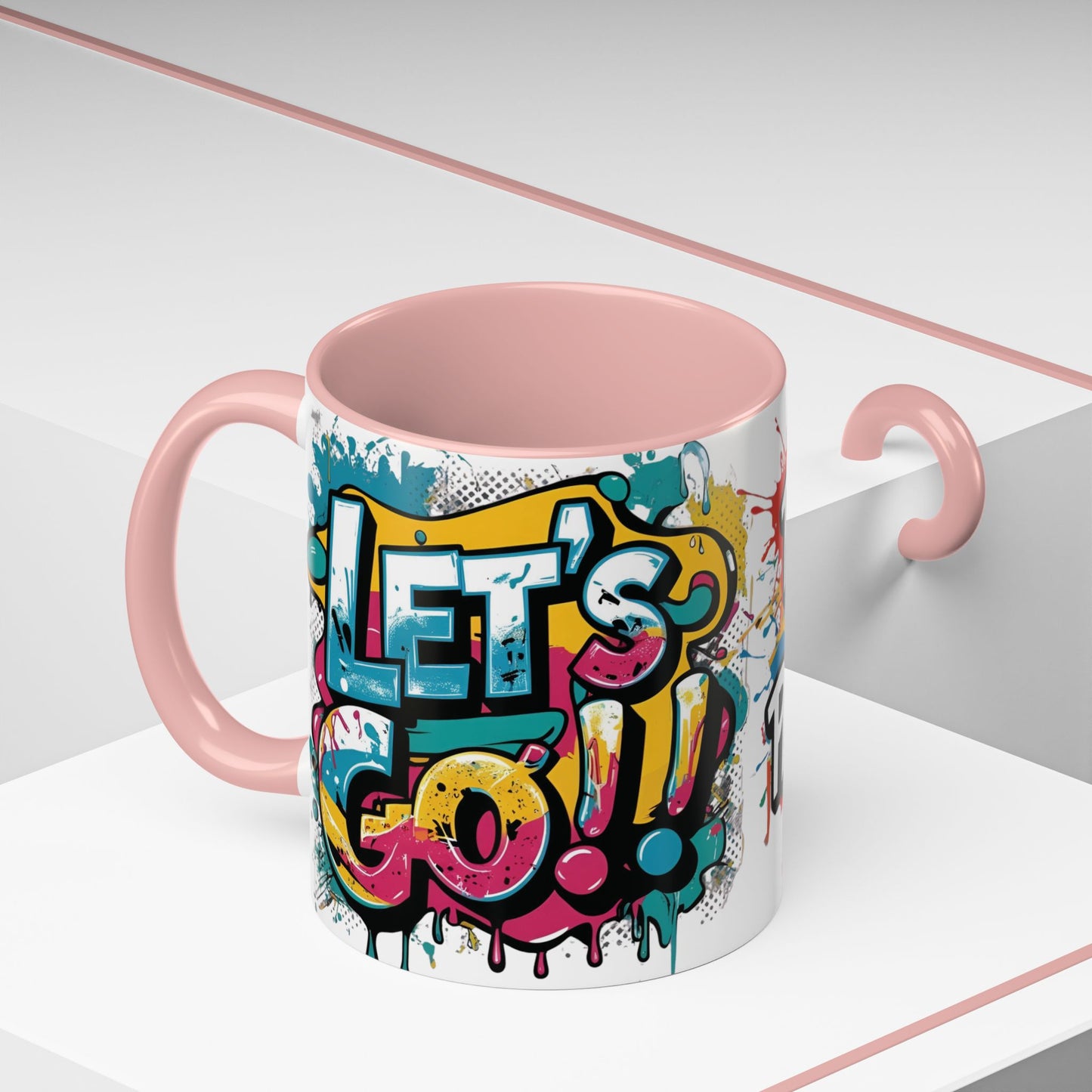 Vibrant Ceramic Mug Inspirational Let's Go! Graffiti Mug Coffee Mug Progress Not Perfection Sizes 11oz & 15oz Birthday Gift Graduation Gift 8 Different Color Options