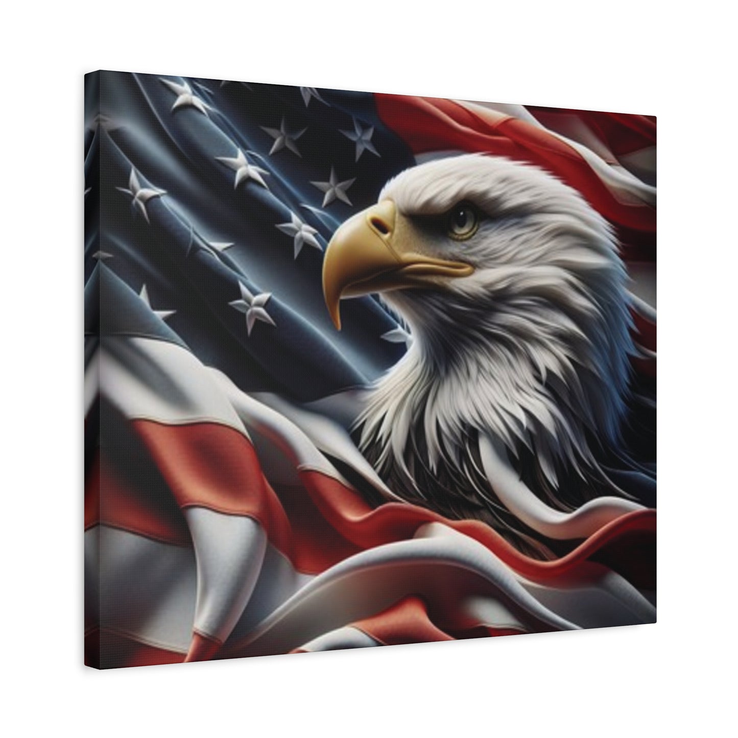 Patriotic Eagle Gallery Wrapped Canvas Art - American Flag Wall Decor - Red White Blue - USA Pride - Holiday Gift - 4th of July Home Decoration - Veteran Gift - USA Theme Art - Print On Sides - Mirror Sides -