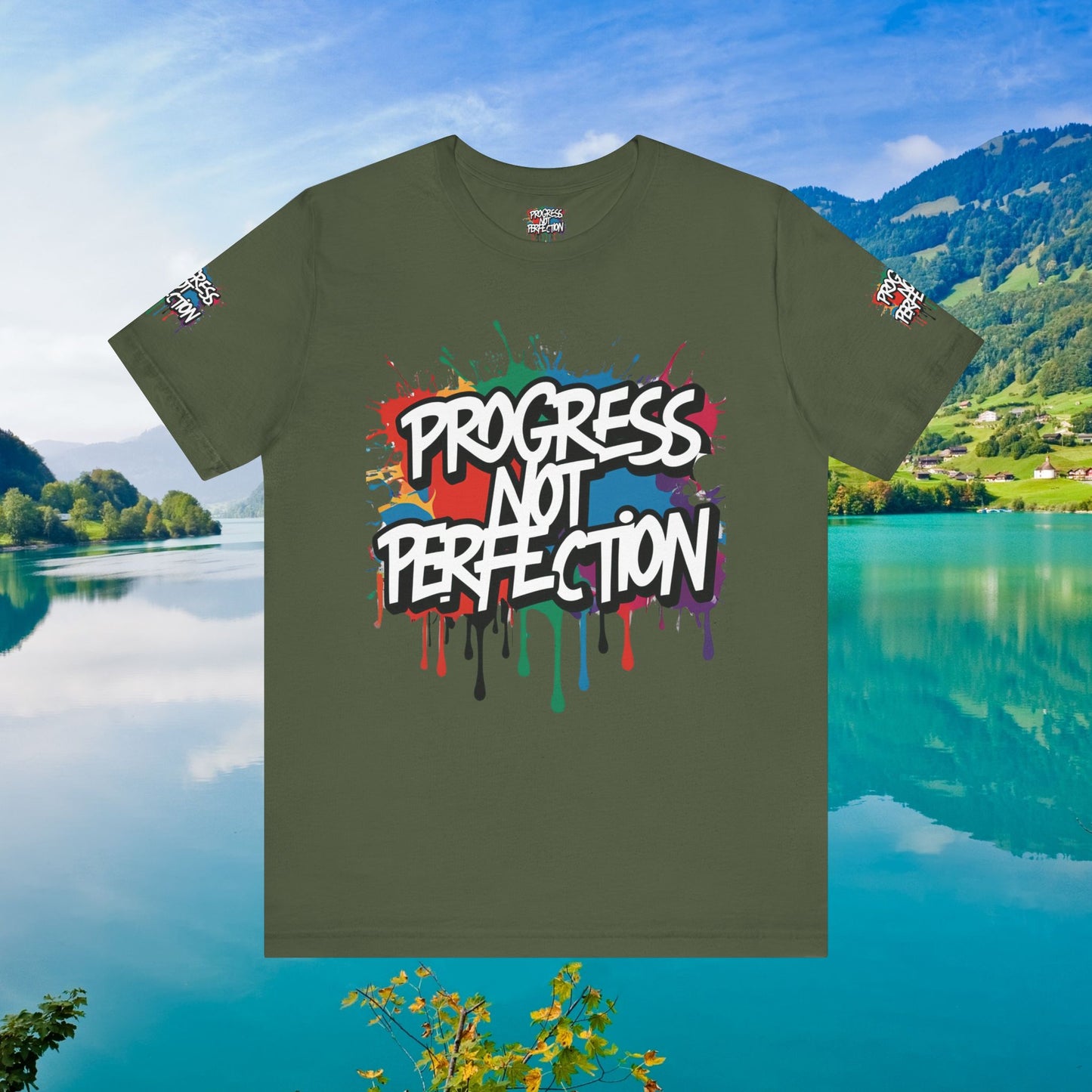 💥 Vibrant 💥 Eye-catching 💥 Motivational 💥 All Over Print 💥 Unisex T-shirt 💥 Progress Not Perfection 💥 Art-Inspired 💥 Apparel 💥 Sizes XS x 4XL 💥