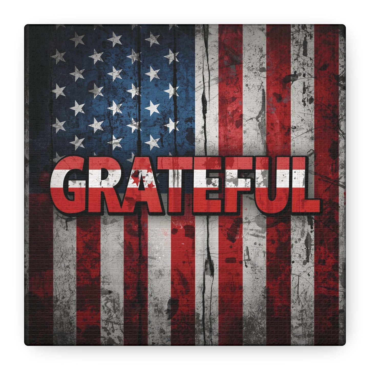 Grateful American Flag Wall Art | Patriotic Canvas Decor, Home Wall Decor, Inspirational Gift, 4th of July Decoration, Veteran's Day