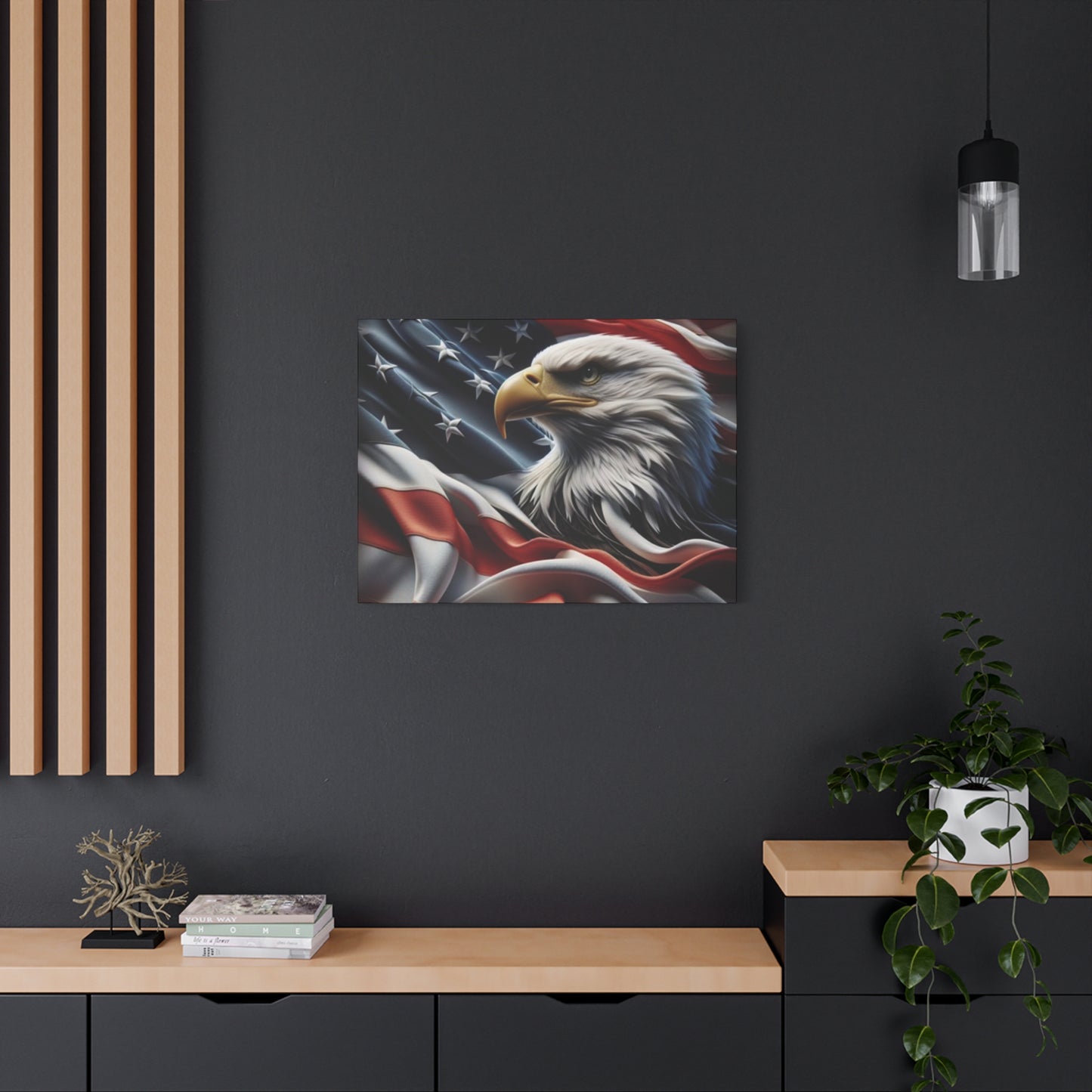 Patriotic Eagle Gallery Wrapped Canvas Art - American Flag Wall Decor - Red White Blue - USA Pride - Holiday Gift - 4th of July Home Decoration - Veteran Gift - USA Theme Art - Print On Sides - Mirror Sides -