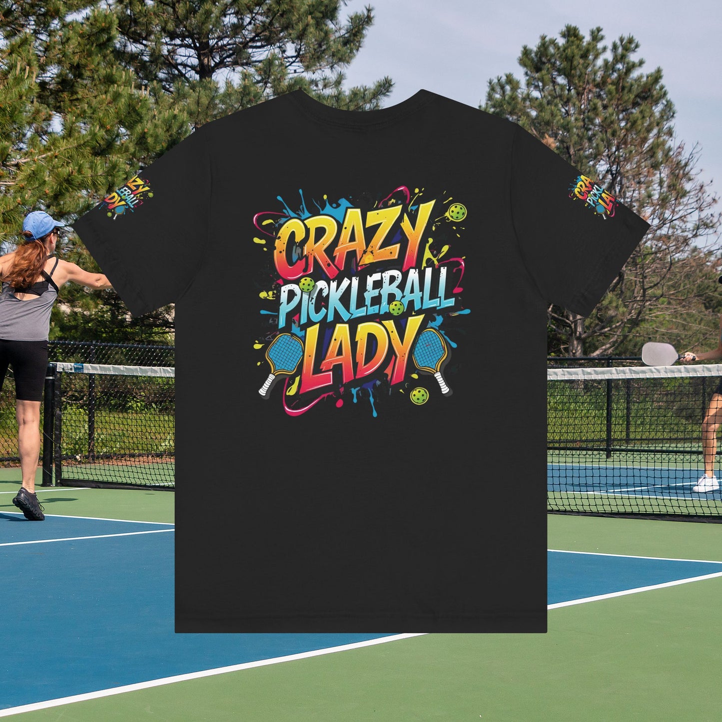 Eye-Catching Crazy Pickleball Lady T-Shirt - Fun Graphic Tee for Pickleball Enthusiasts Sizes XS-5XL