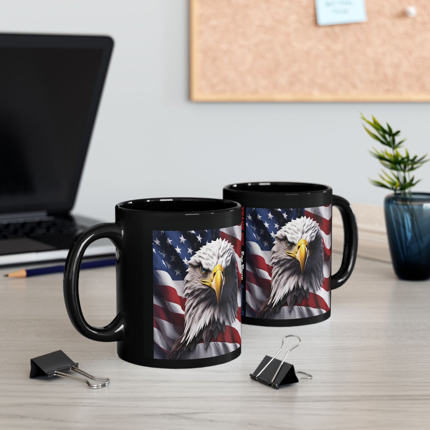 Patriotic Mug, Memorial Day Gift, American Flag, Bald Eagle, 11oz, Thank You For Your Service!