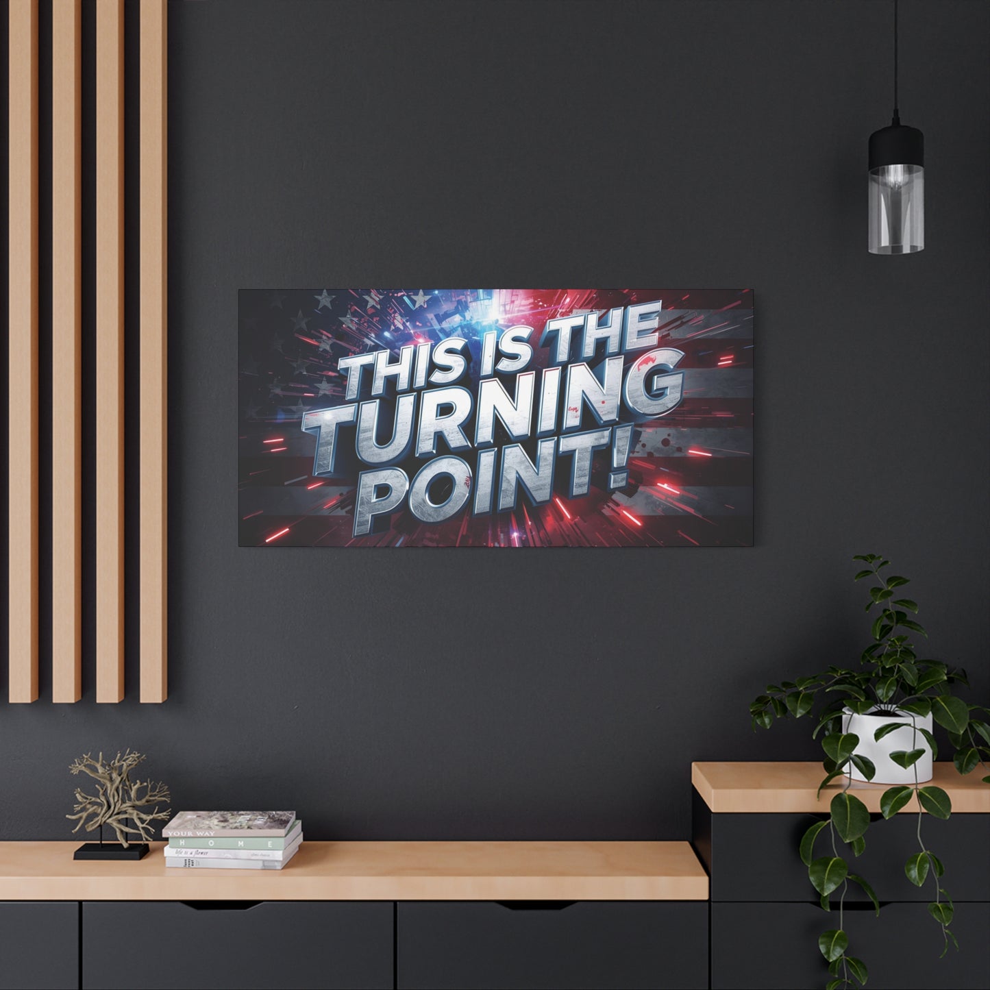 Canvas Print - Patriotic Wall Art - Stunning - Red White Blue - American Flag Backdrop - Charlie Kirk Inspired - This Is The Turning Point! - Multiple Sizes -