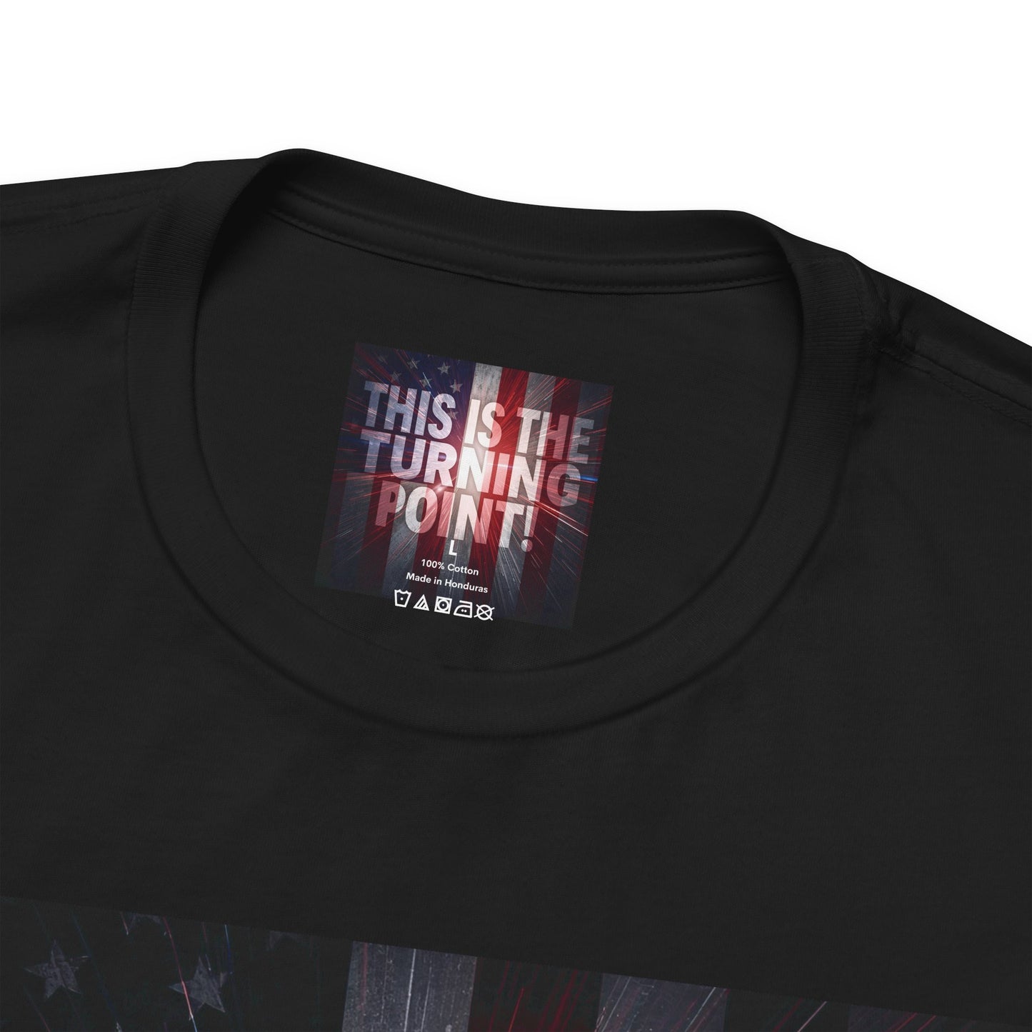 Ultra Motivational - Patriotic - Charlie Kirk - This Is The Turning Point! - Red White Blue - Stunning American Flag Backdrop Design - Black Tee - XS - 4XL