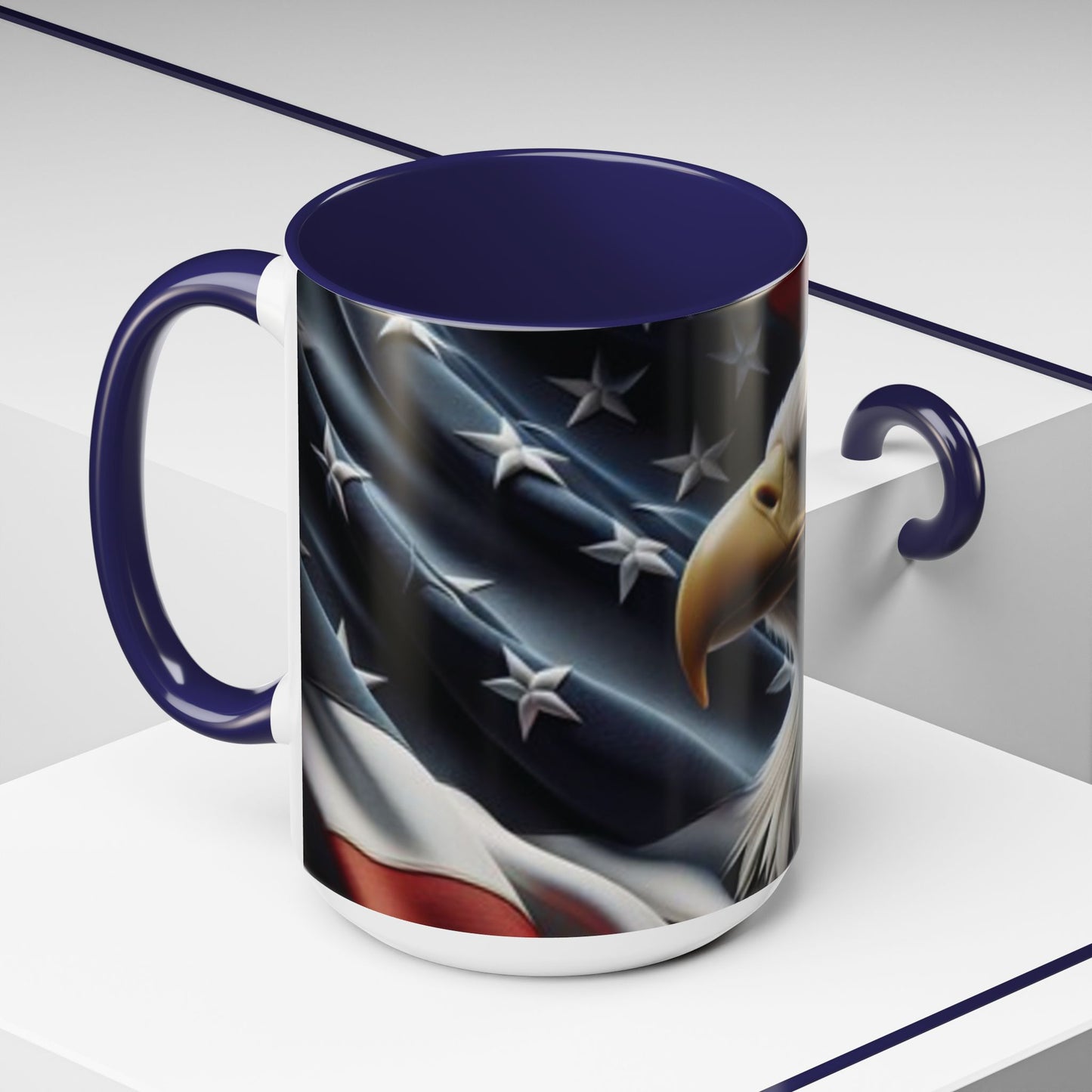 Patriotic Eagle Coffee Mug, 11oz & 15oz, US Flag Mug, Gift for Veterans, Independence Day Decor, Americana Drinkware