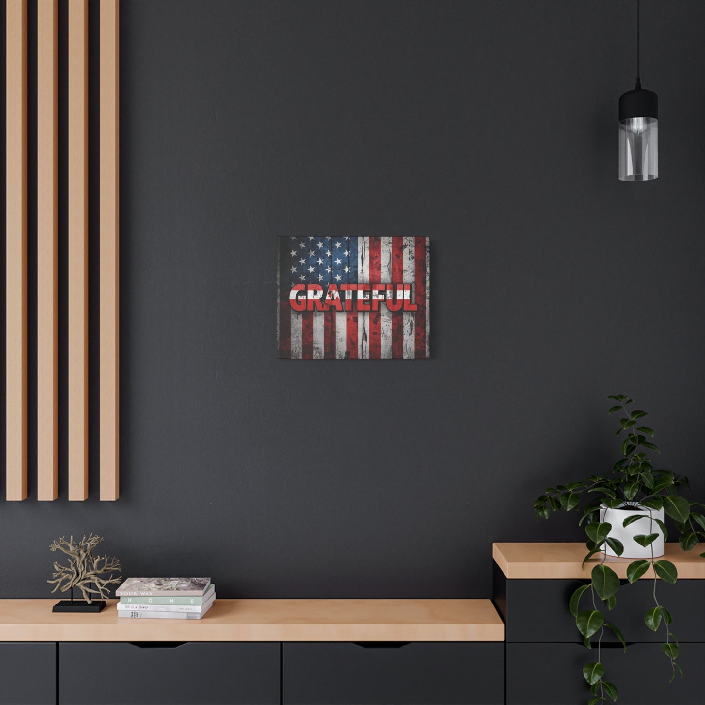 Grateful American Flag Wall Art | Patriotic Canvas Decor, Home Wall Decor, Inspirational Gift, 4th of July Decoration, Veteran's Day