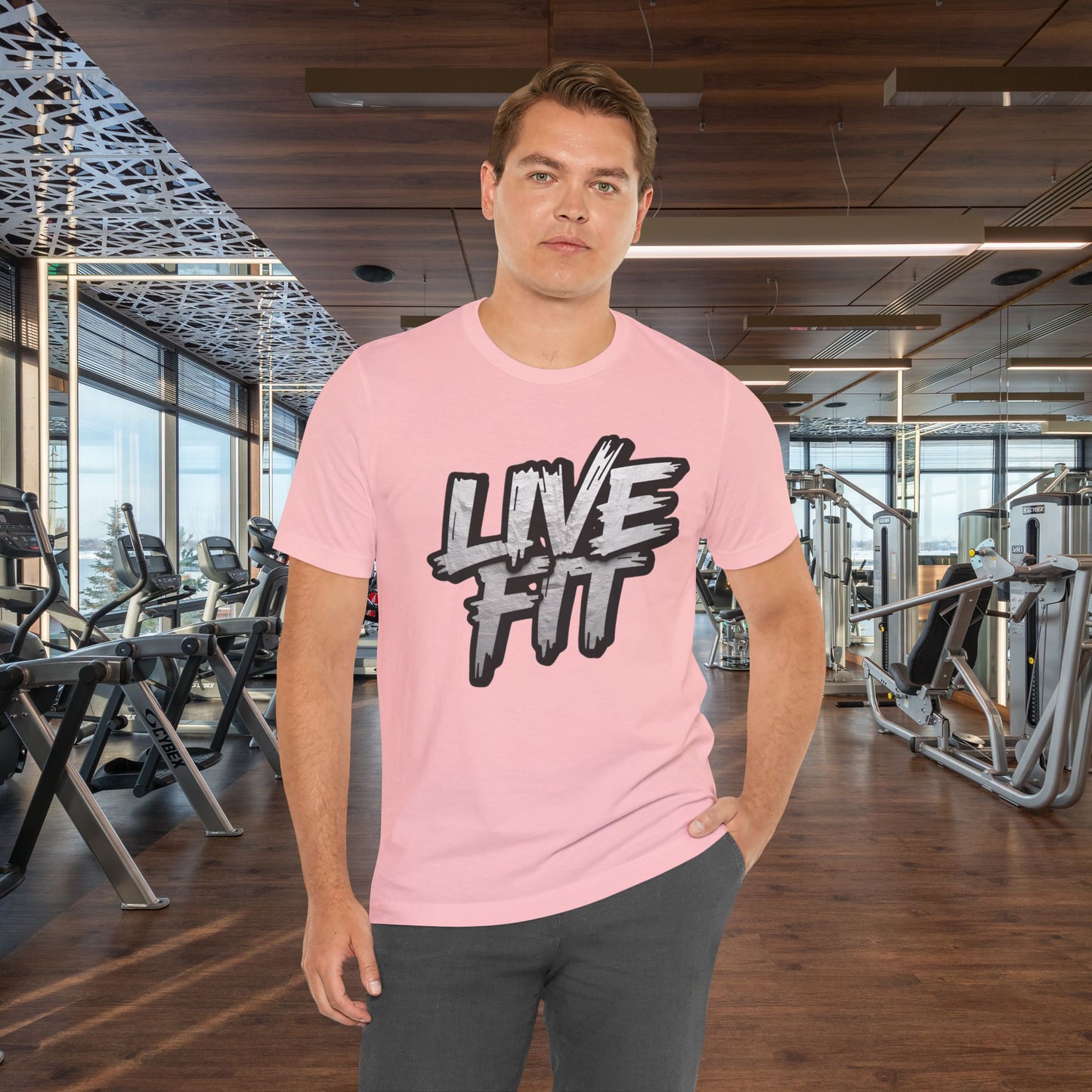 LIVE FIT Unisex Jersey Tee - Fitness Shirt - XS - 4XL - Workout Apparel - Motivational T-Shirt - Casual Wear - Gift for Fitness Enthusiasts