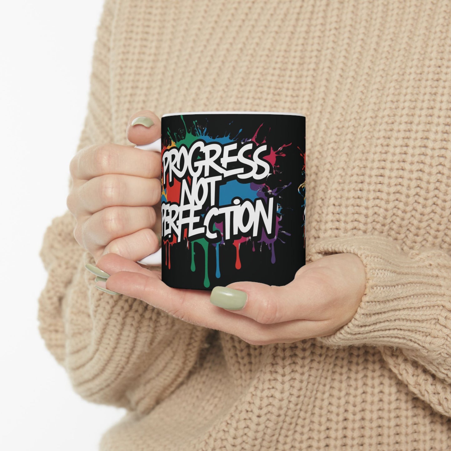💥 Vibrant 💥Motivational 💥 Stylish Ceramic Mug 💥 Progress Not Perfection 💥 Inspiring Coffee Cup for Daily Motivation 💥 Available In 2 Convenient Sizes 11oz & 15oz 💥