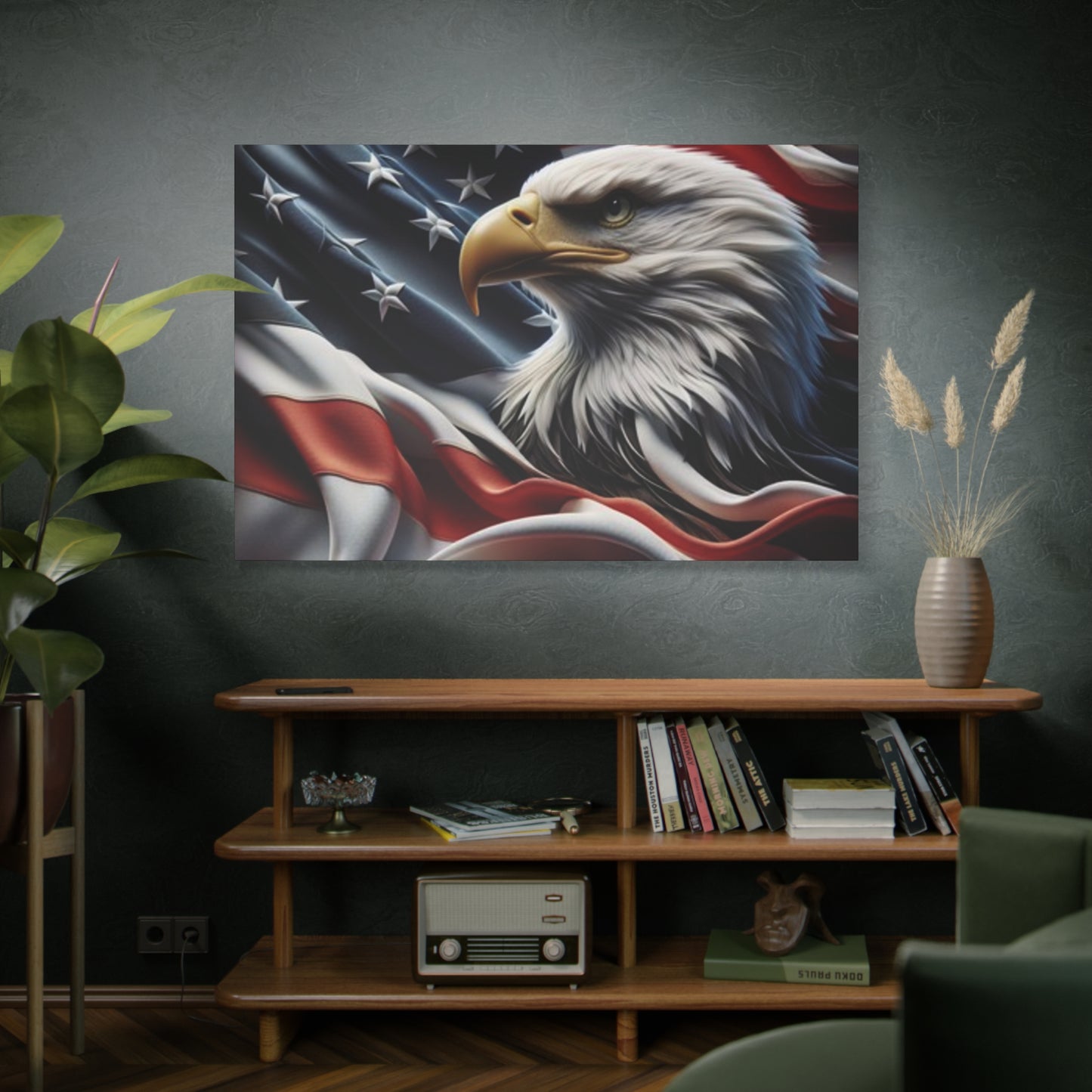 Patriotic Eagle Gallery Wrapped Canvas Art - American Flag Wall Decor - Red White Blue - USA Pride - Holiday Gift - 4th of July Home Decoration - Veteran Gift - USA Theme Art - Print On Sides - Mirror Sides -