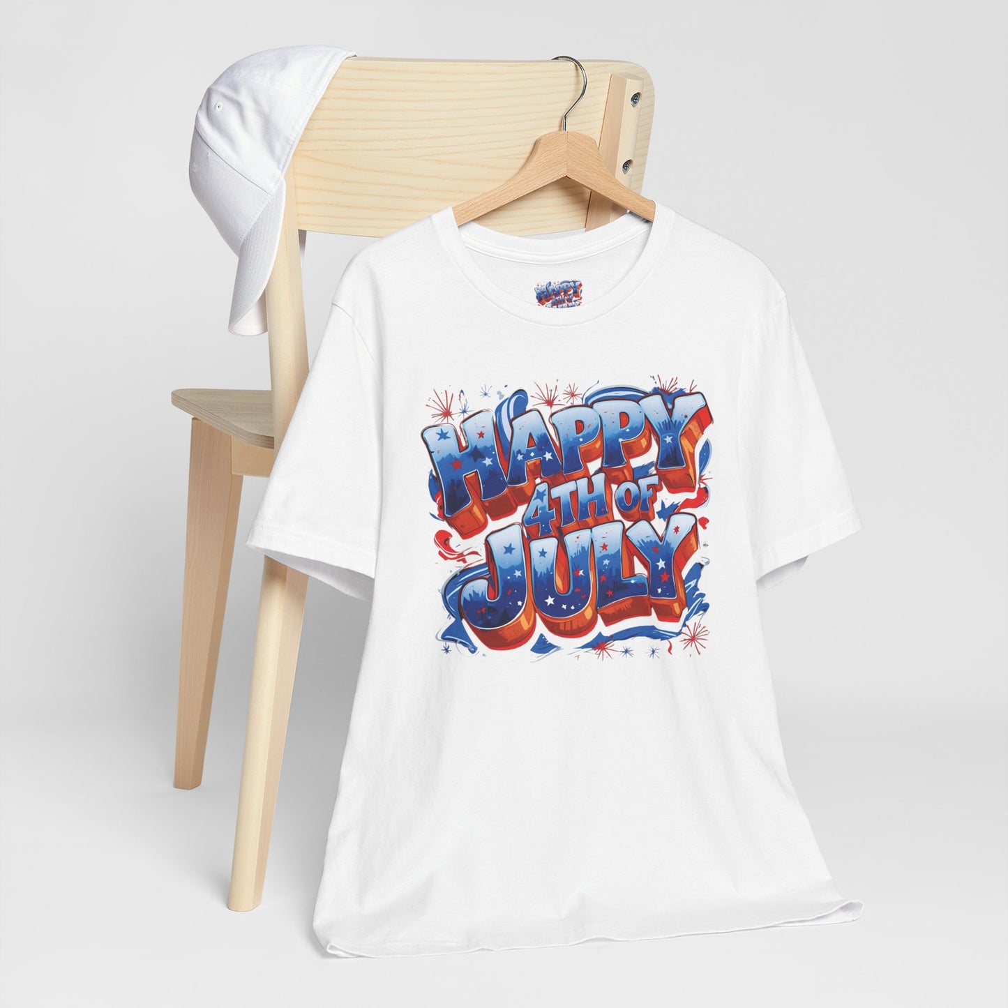Happy 4th Of July, Print Design T-Shirt, Independence Day, American Flag, Bald Eagle, Red White Blue