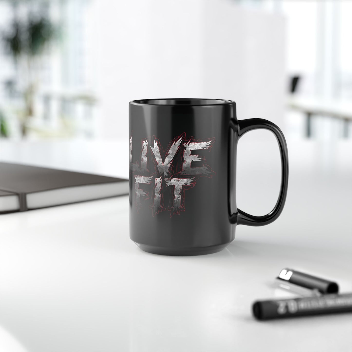 Ceramic Black Mug - LIVE FIT Design - 11oz - 15oz -