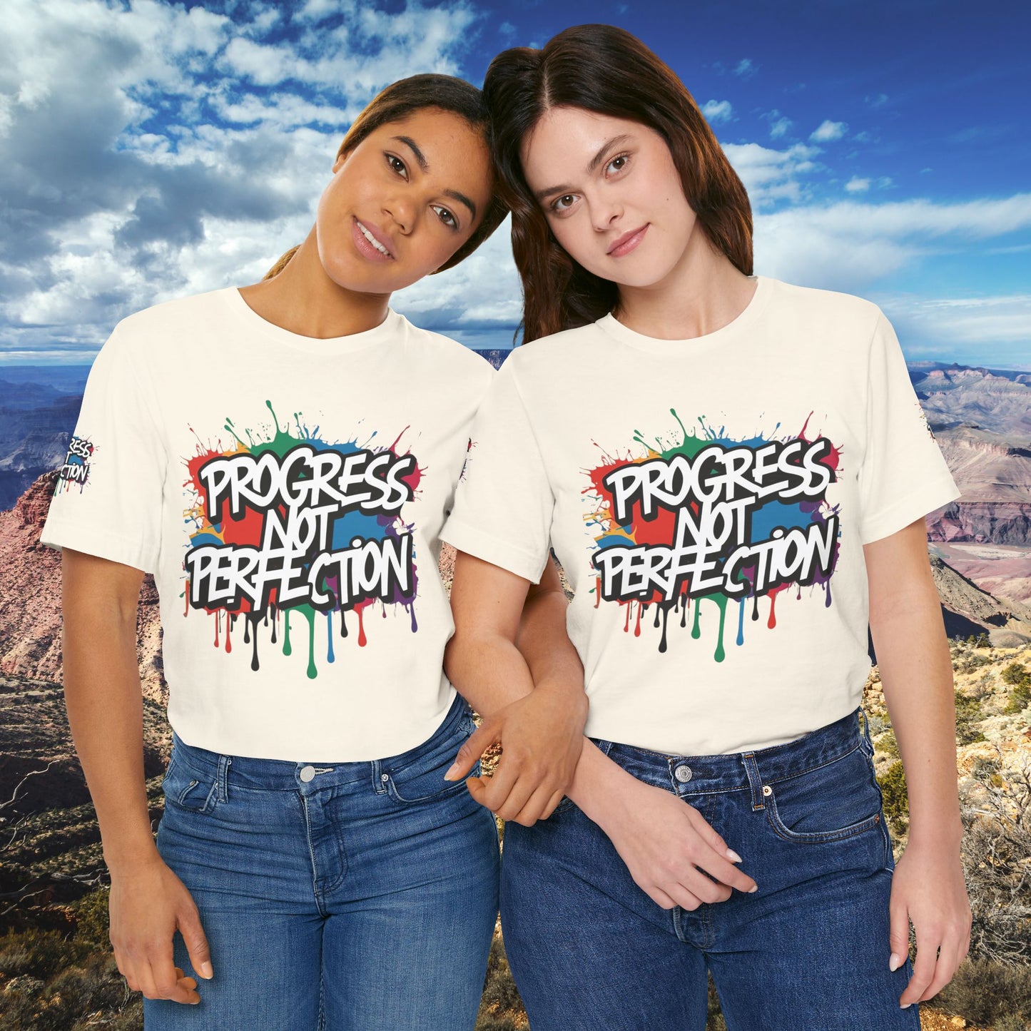 💥 Vibrant 💥 Eye-catching 💥 Motivational 💥 All Over Print 💥 Unisex T-shirt 💥 Progress Not Perfection 💥 Art-Inspired 💥 Apparel 💥 Sizes XS x 4XL 💥