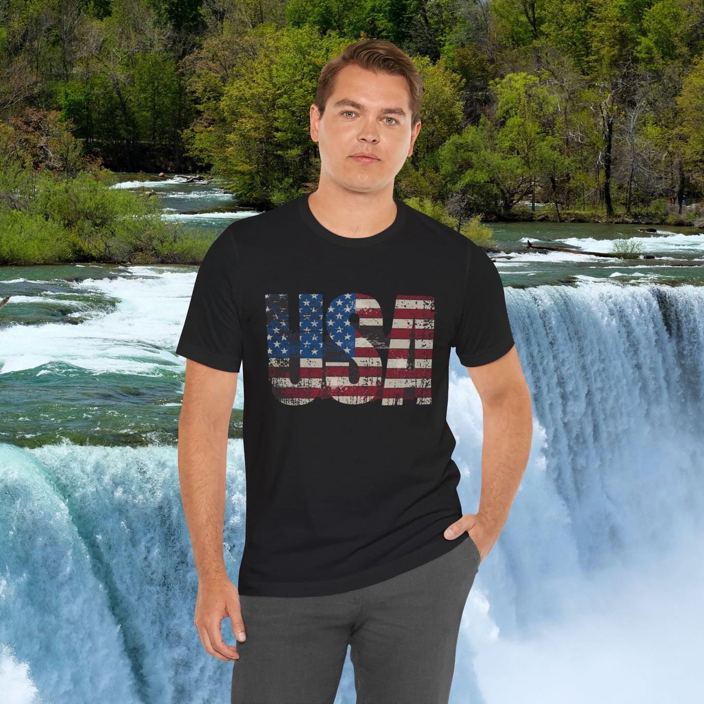 π₯ USA Classic Unisex Red White and Blue Jersey Soft Cotton Short Sleeve Tee π₯