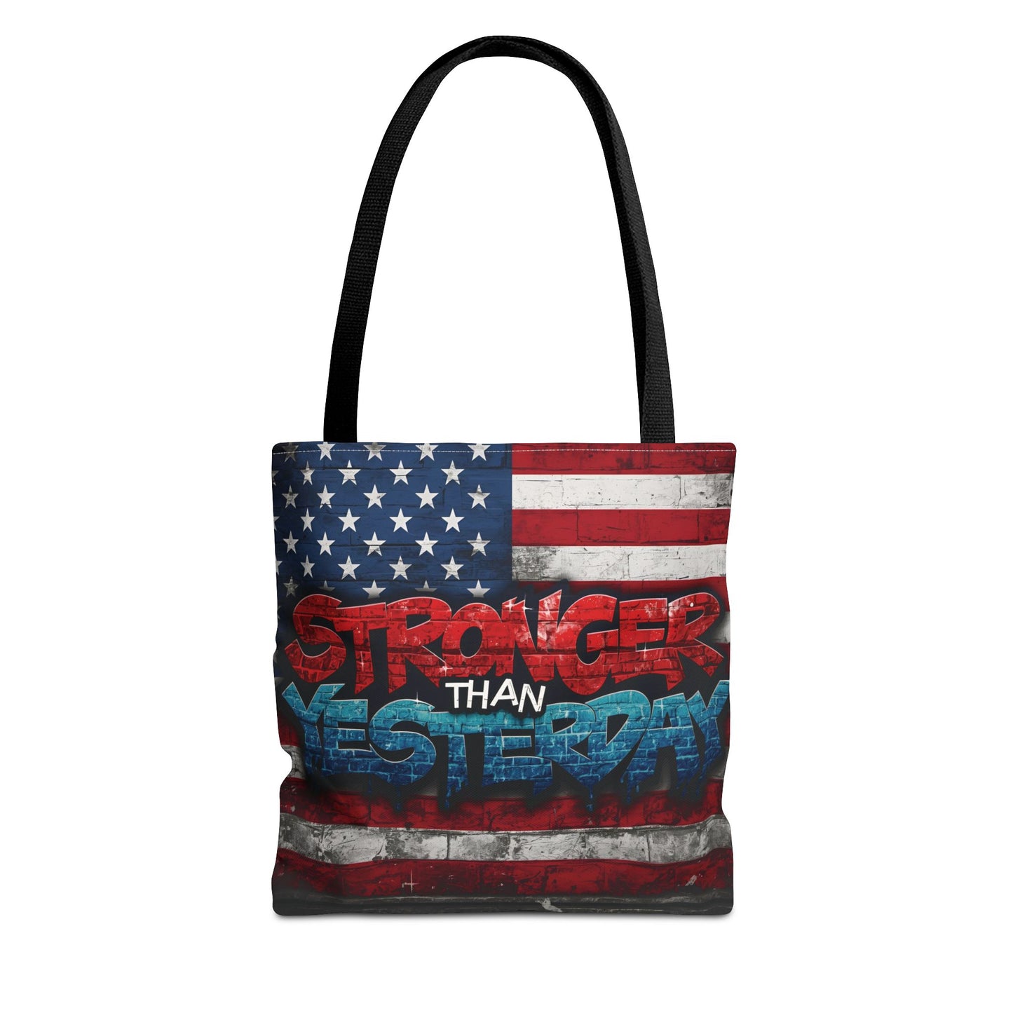 Patriotic Red White Blue Tote Bag - Stronger Than Yesterday - Perfect for Fourth of July, Gym, Beach, Shopping, Gifts