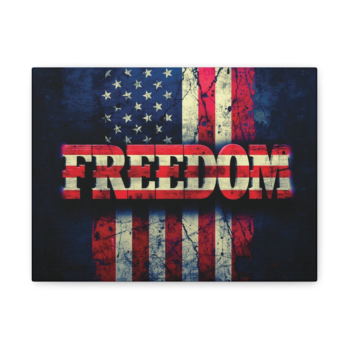 Patriotic Wall Art Print - Freedom Design Canvas Decor - American Flag Red White & Blue Artwork - Christmas Gifts - Independence Day Decoration - Home Gallery Piece -