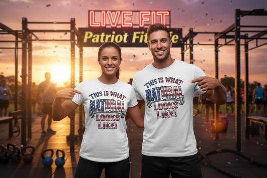 American Flag Natural Looks Fitness T-Shirt | Patriotic Gym Tee