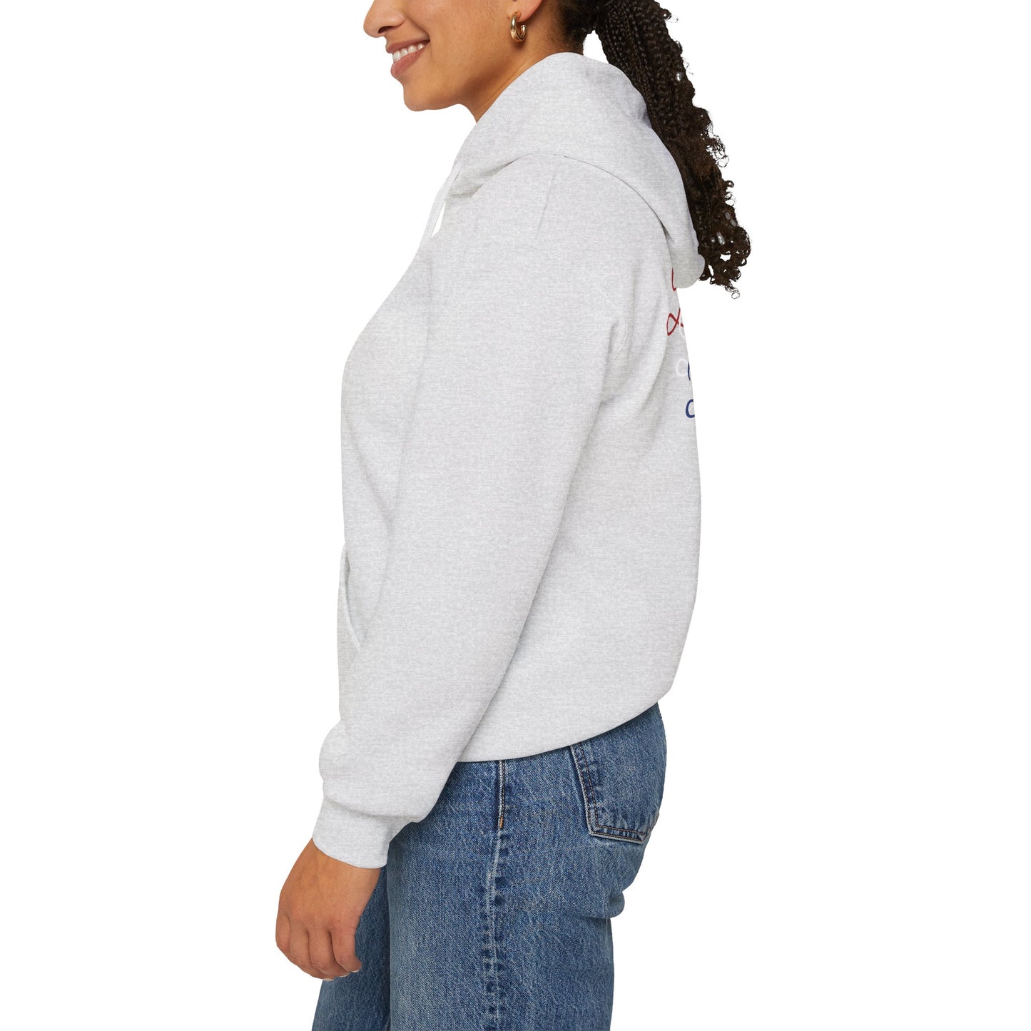 Blessed Hoodie – Patriotic Red, White & Blue Unisex Pullover Sweatshirt with Front & Back Print – Cozy, Positive Vibes Gift
