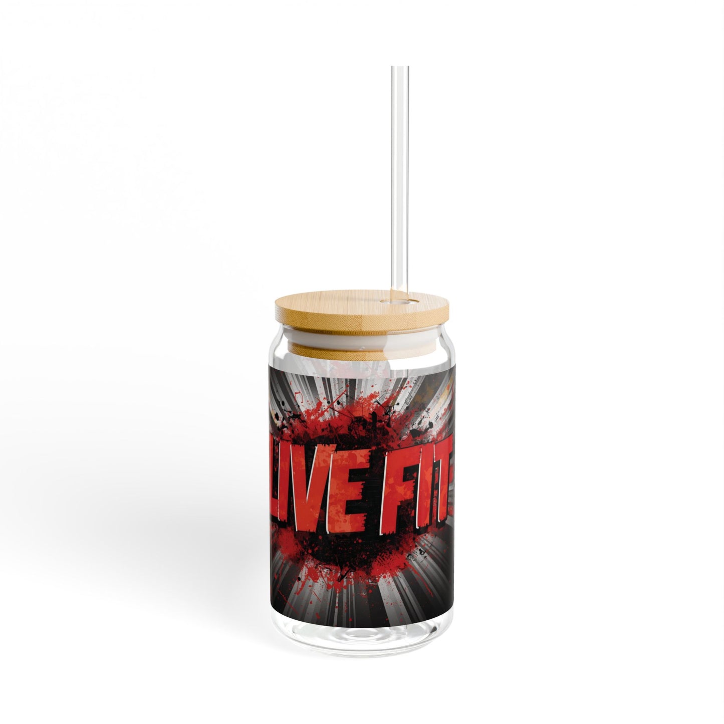 LIVE FIT - Sipper Glass - 16oz - Motivational Drink Ware for Fitness Enthusiasts - Reusable Glass Straw - Perfect for Gym & Everyday Use -