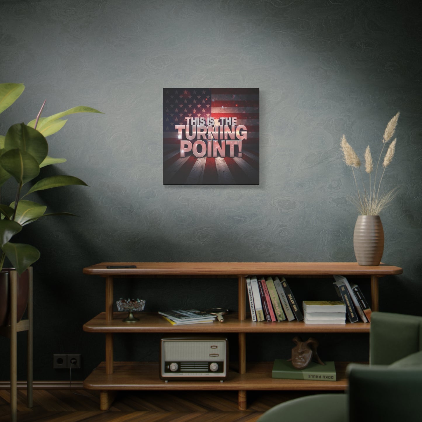 Gallery Wrapped Canvas Wall Art - Charlie Kirk Inspired - This Is The Turning Point! - Red White Blue - American Flag Backdrop Design - Multiple Sizes -