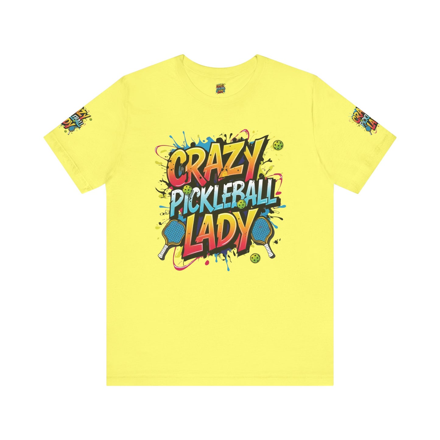 Eye-Catching Crazy Pickleball Lady T-Shirt - Fun Graphic Tee for Pickleball Enthusiasts Sizes XS-5XL