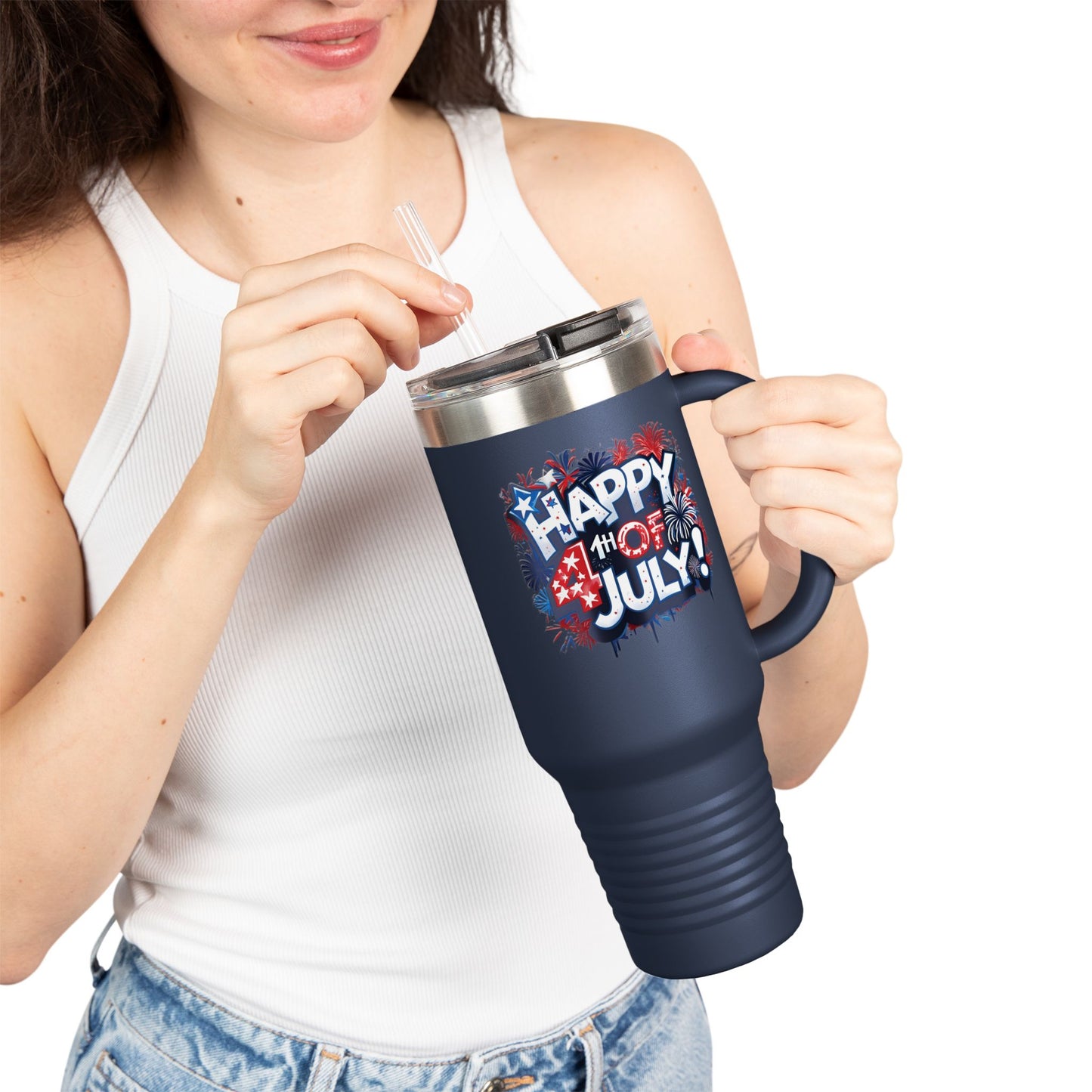 Patriotic Insulated Travel Mug - 40oz - Perfect for 4th of July Celebrations, BBQs, Camping, Family Gatherings, Gifts!