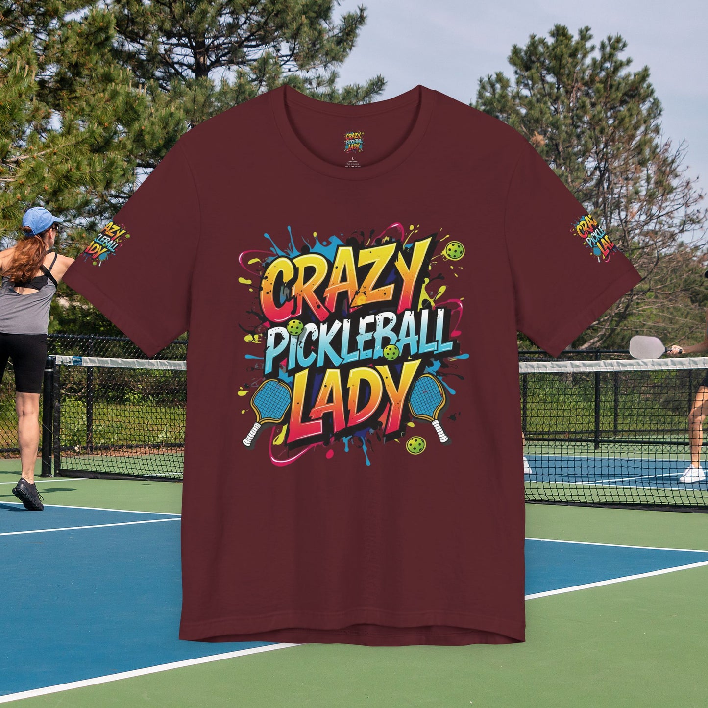 Eye-Catching Crazy Pickleball Lady T-Shirt - Fun Graphic Tee for Pickleball Enthusiasts Sizes XS-5XL