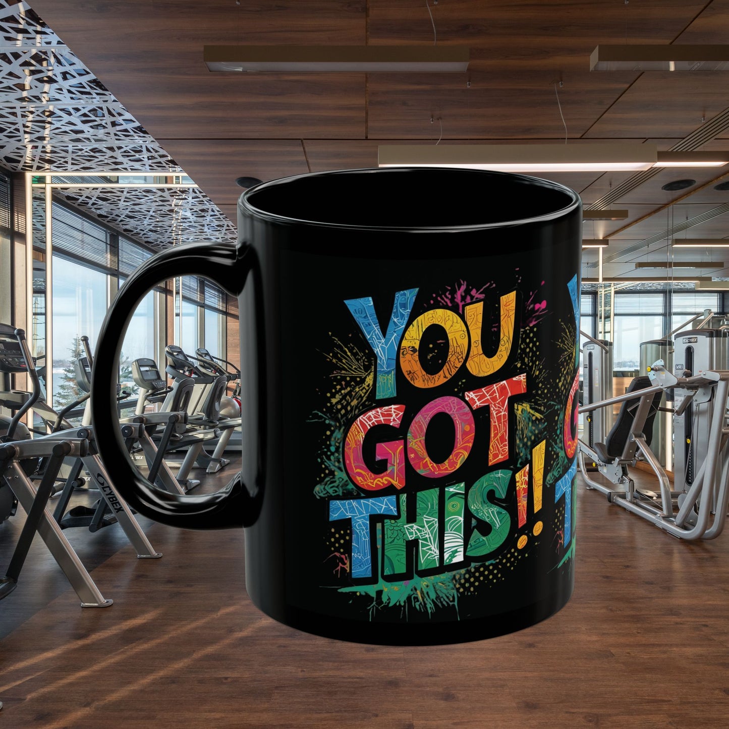 You Got This!! Motivational Mug – Glossy Black Ceramic 11oz & 15oz – Inspirational Coffee Cup for Office, Gym, Students, Friends – Microwave & Dishwasher Safe