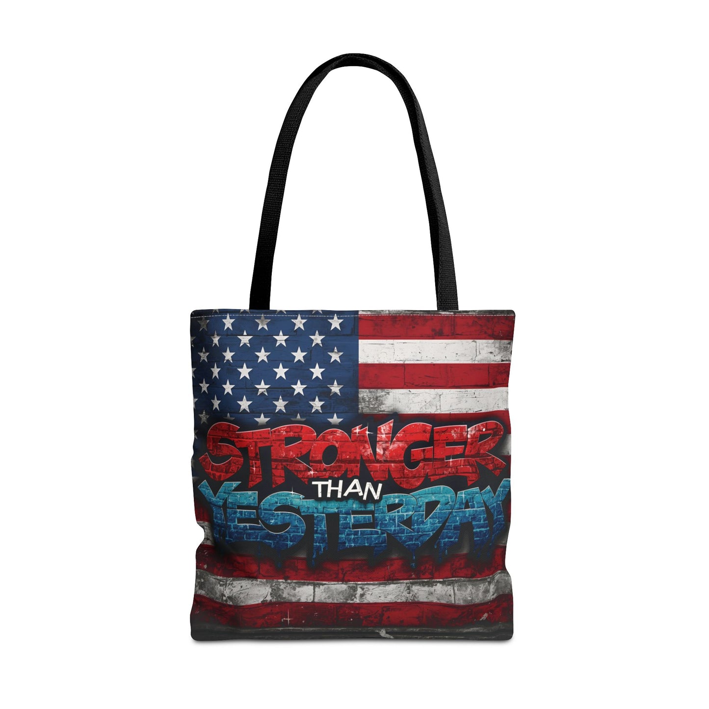Patriotic Red White Blue Tote Bag - Stronger Than Yesterday - Perfect for Fourth of July, Gym, Beach, Shopping, Gifts