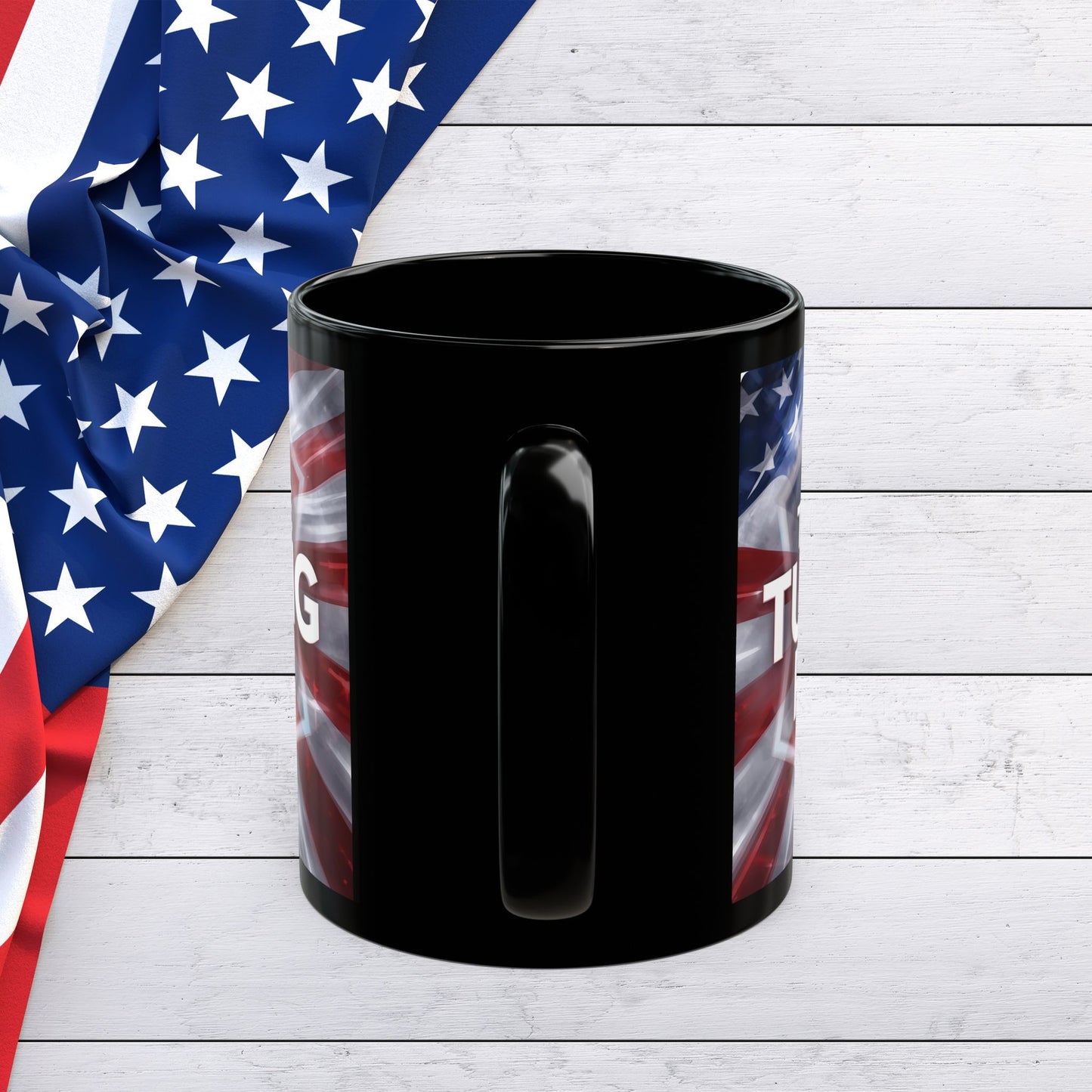 This Is The Turning Point! - Charlie Kirk - Patriotic - American Flag Backdrop- Sleek Black Ceramic Mug - 11oz - 15oz