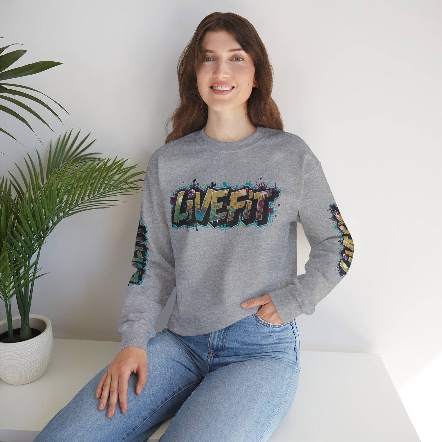 Live Fit Crewneck Sweatshirt - Trendy Fitness Apparel - Unisex Casual Wear - Sports Gift - Workout Fashion - Street Style Sweatshirt -