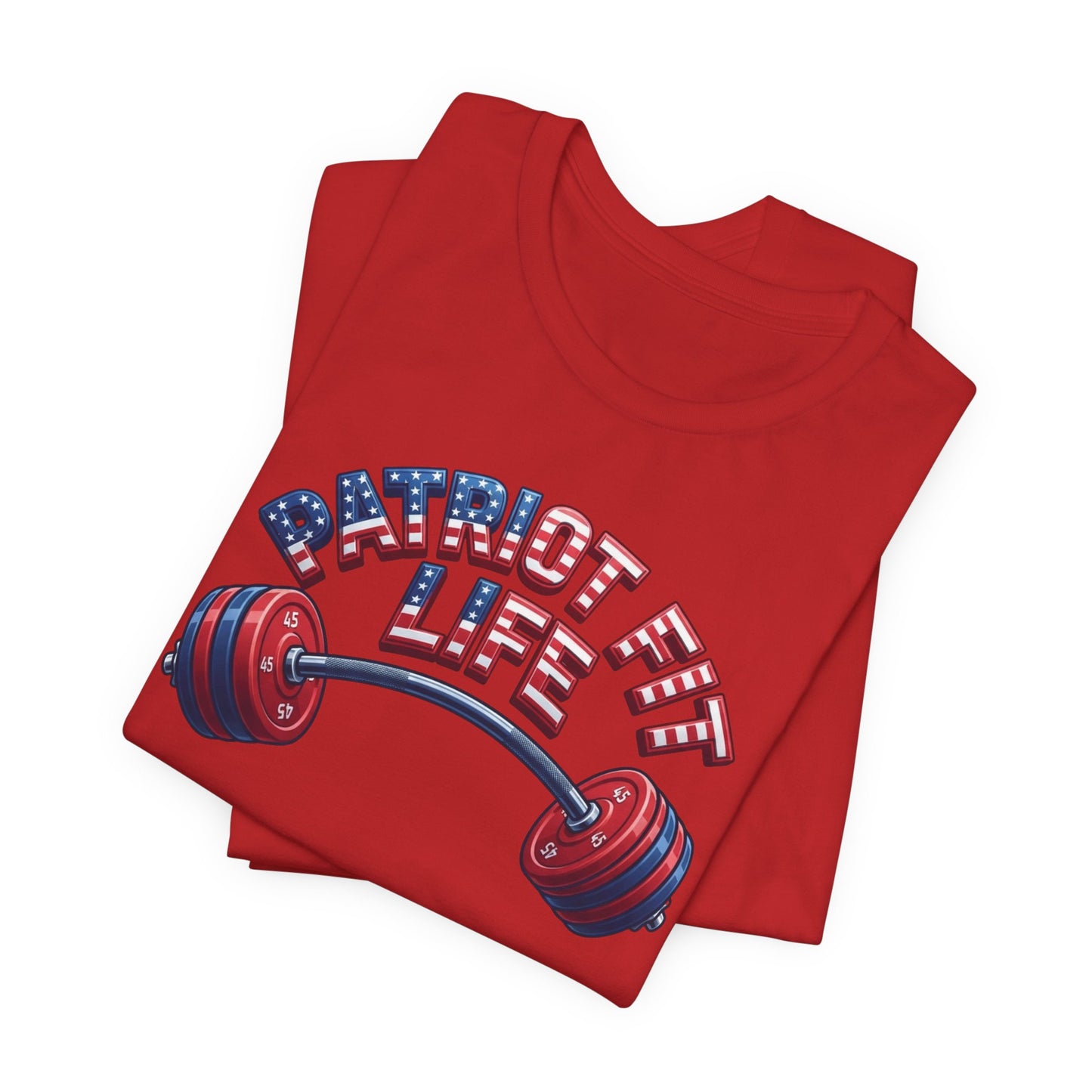 Patriot Fit Life T-Shirt — American Flag Barbell Fitness Tee