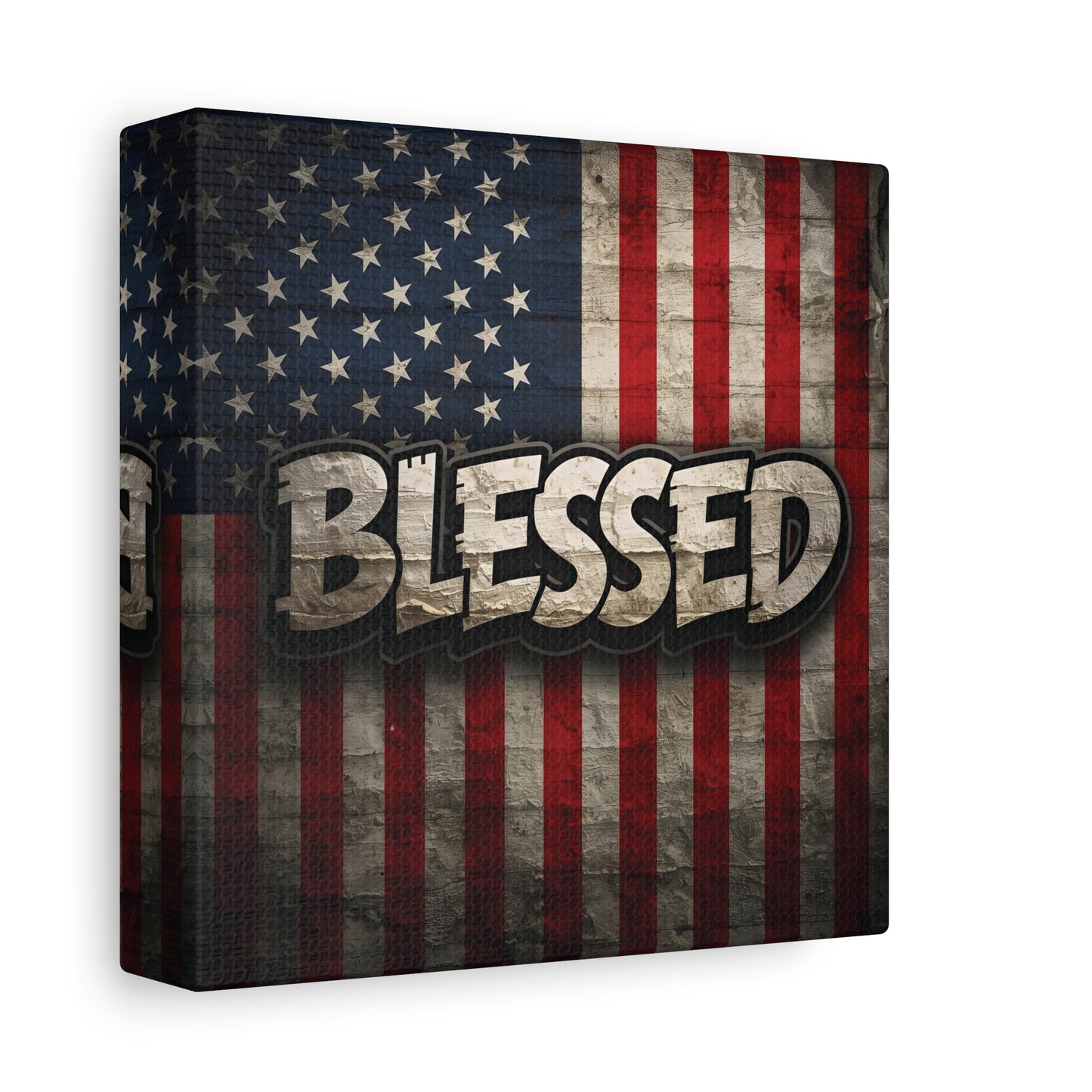 Blessed American Flag Canvas Wall Art, Patriotic Home Decor, Inspirational Gift, Rustic Wall Decor, Americana Artwork