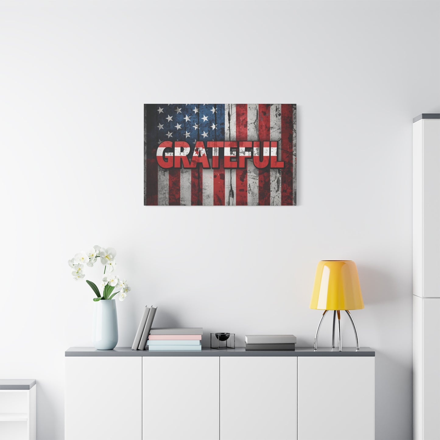 Grateful American Flag Wall Art | Patriotic Canvas Decor, Home Wall Decor, Inspirational Gift, 4th of July Decoration, Veteran's Day