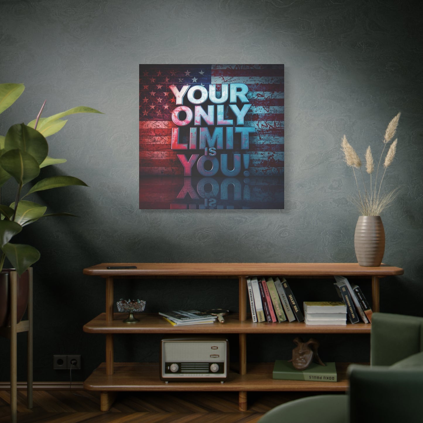 Your Only Limit Is You Canvas Wall Art - Motivational Vintage Flag Decor