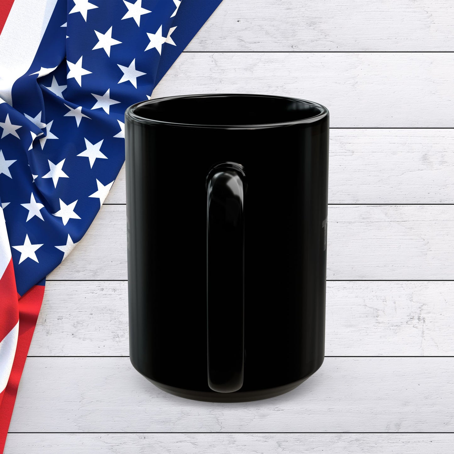 Charlie Kirk - This Is The Turning Point! - American Flag Backdrop - Sleek Black Ceramic Mug - 11oz - 15oz
