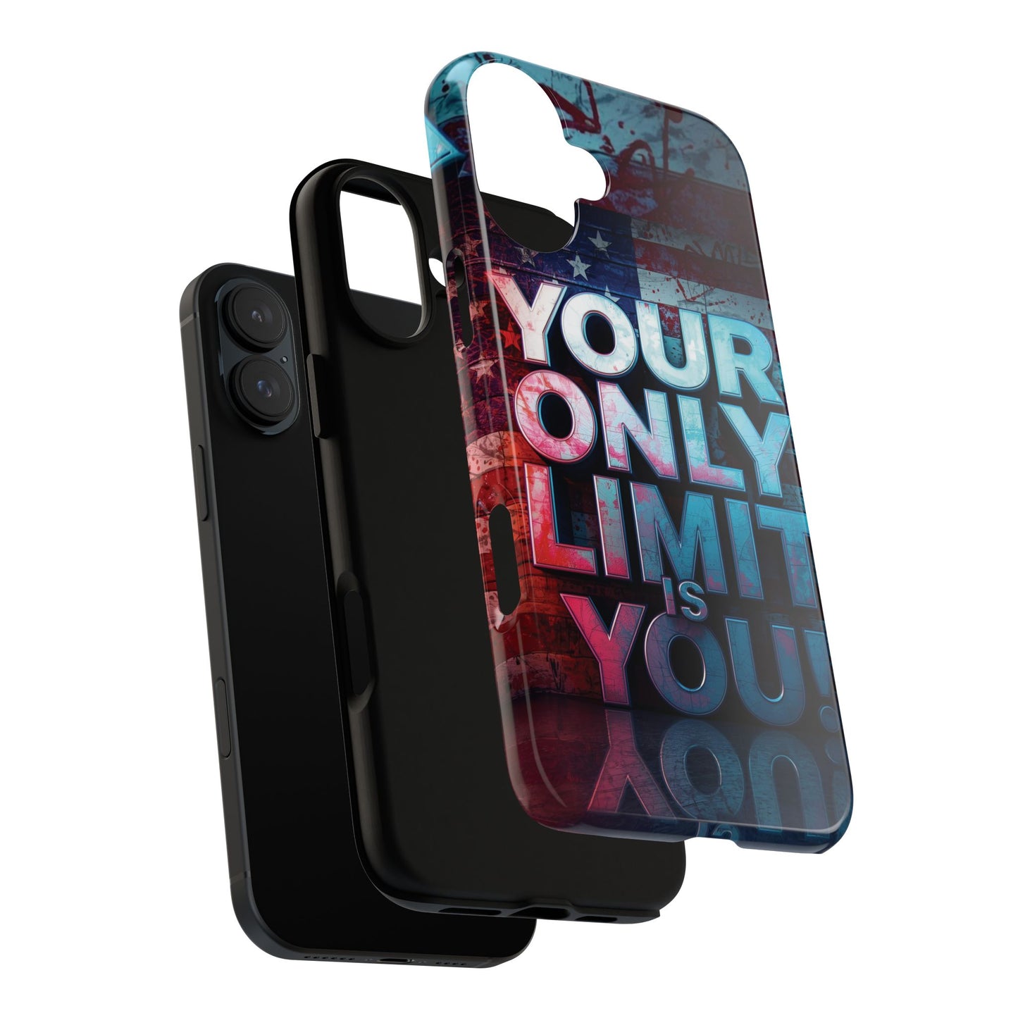 Tough Cases Phone Case -Your Only Limit Is You! Motivational Design, Inspirational Gift, Customizable Cover, USA Flag, Adventure Vibes
