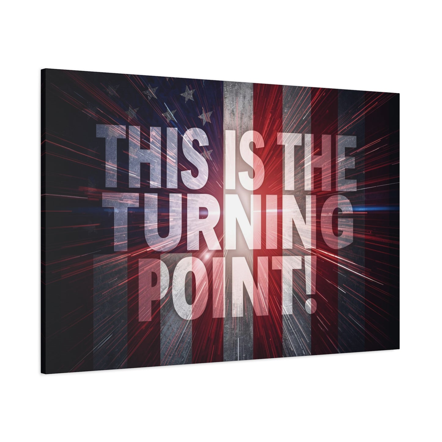 Charlie Kirk - This Is The Turning Point! - Red White Blue - Stunning American Flag Backdrop Design - Patriotic - Motivational Wall Art - Canvas - Multiple Sizes