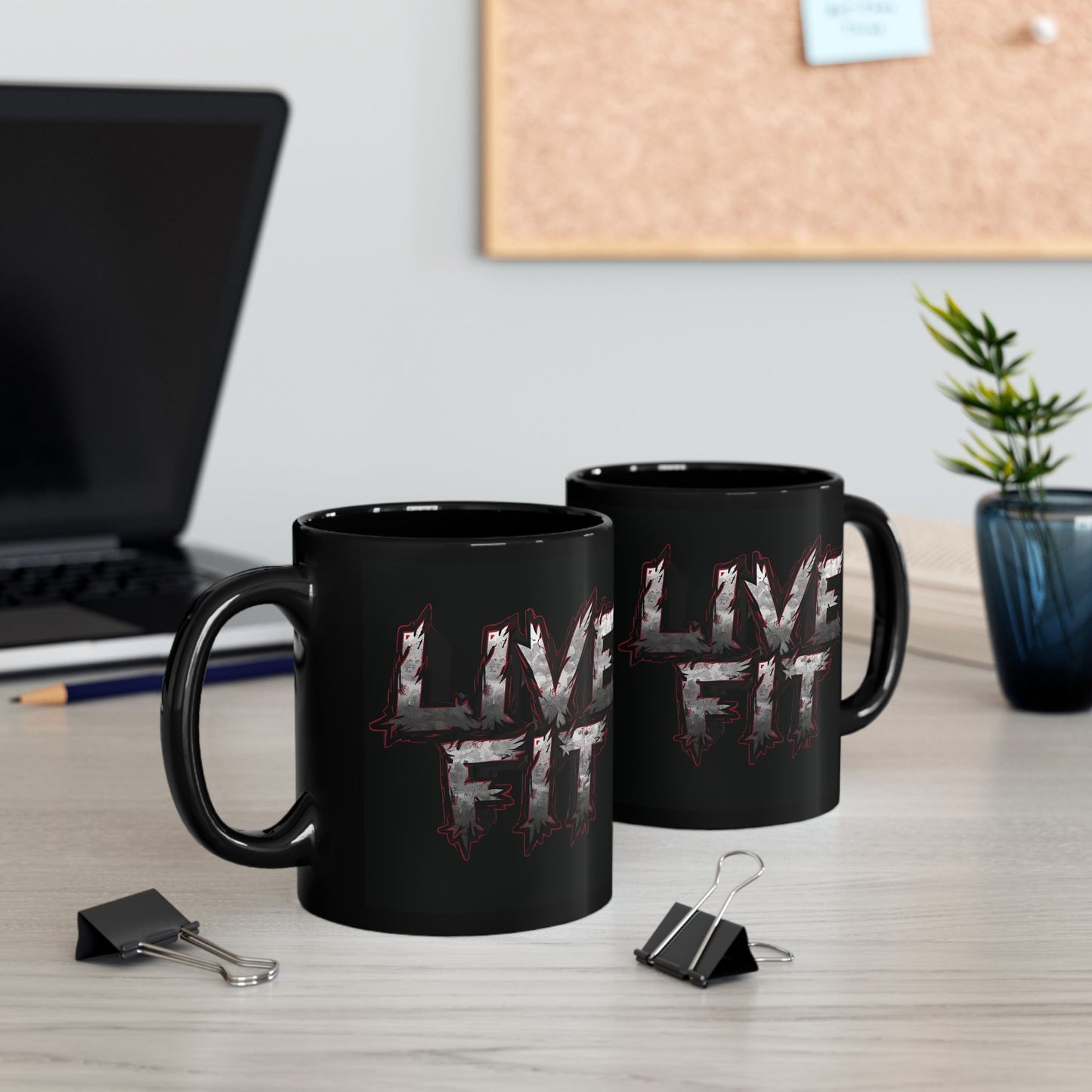 Ceramic Black Mug - LIVE FIT Design - 11oz - 15oz -