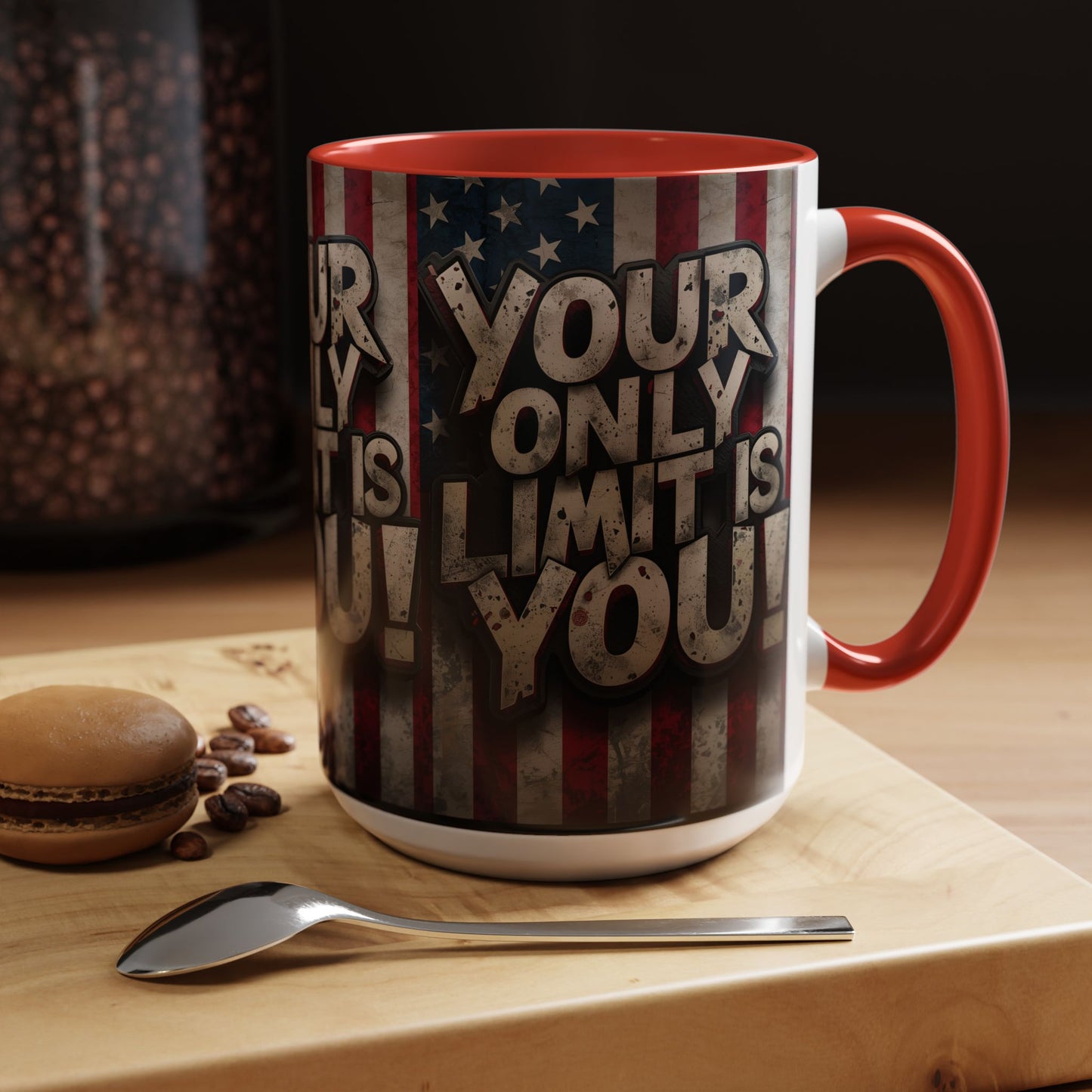 Patriotic Coffee Mug - Motivational Quote - Your Only Limit Is You!, - Perfect Gift for Veterans, Independence Day, Coffee Lovers, Inspirational Decor
