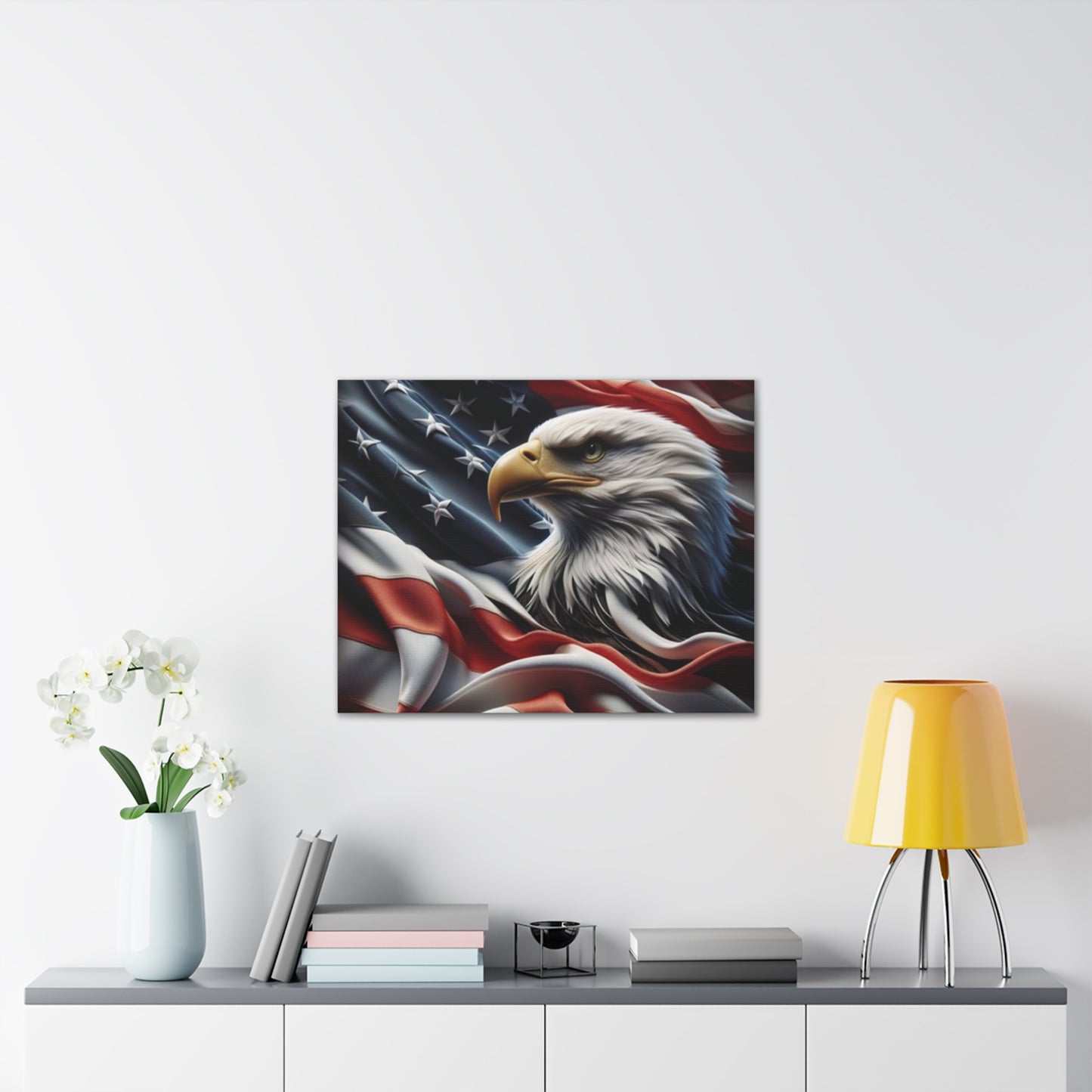 Patriotic Canvas Wall Art, American Eagle & Flag Print, Home Decor for Veterans, Memorial Day, Independence Day, Gifts