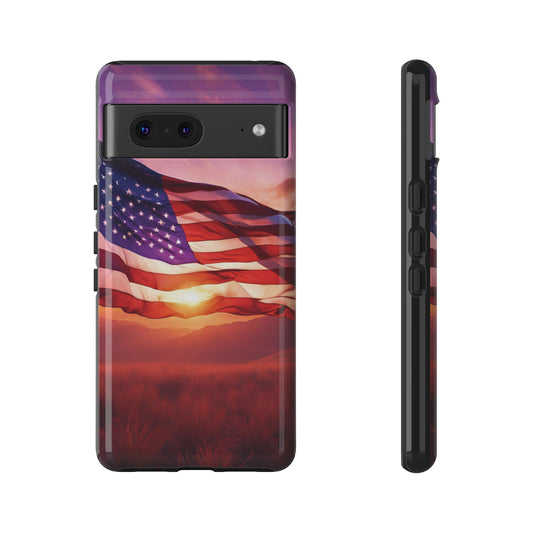 Stylish Phone Case - American Flag At Sunset Design - Patriotic Gift for Veterans - Independence Day - Summer Vibes -