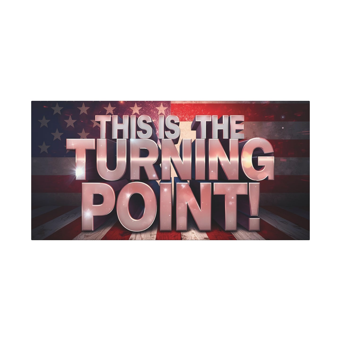 Gallery Wrapped Canvas Wall Art - Charlie Kirk Inspired - This Is The Turning Point! - Red White Blue - American Flag Backdrop Design - Multiple Sizes -
