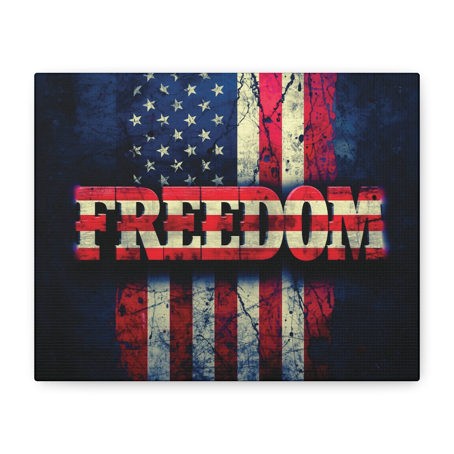 Patriotic Wall Art Print - Freedom Design Canvas Decor - American Flag Red White & Blue Artwork - Christmas Gifts - Independence Day Decoration - Home Gallery Piece -