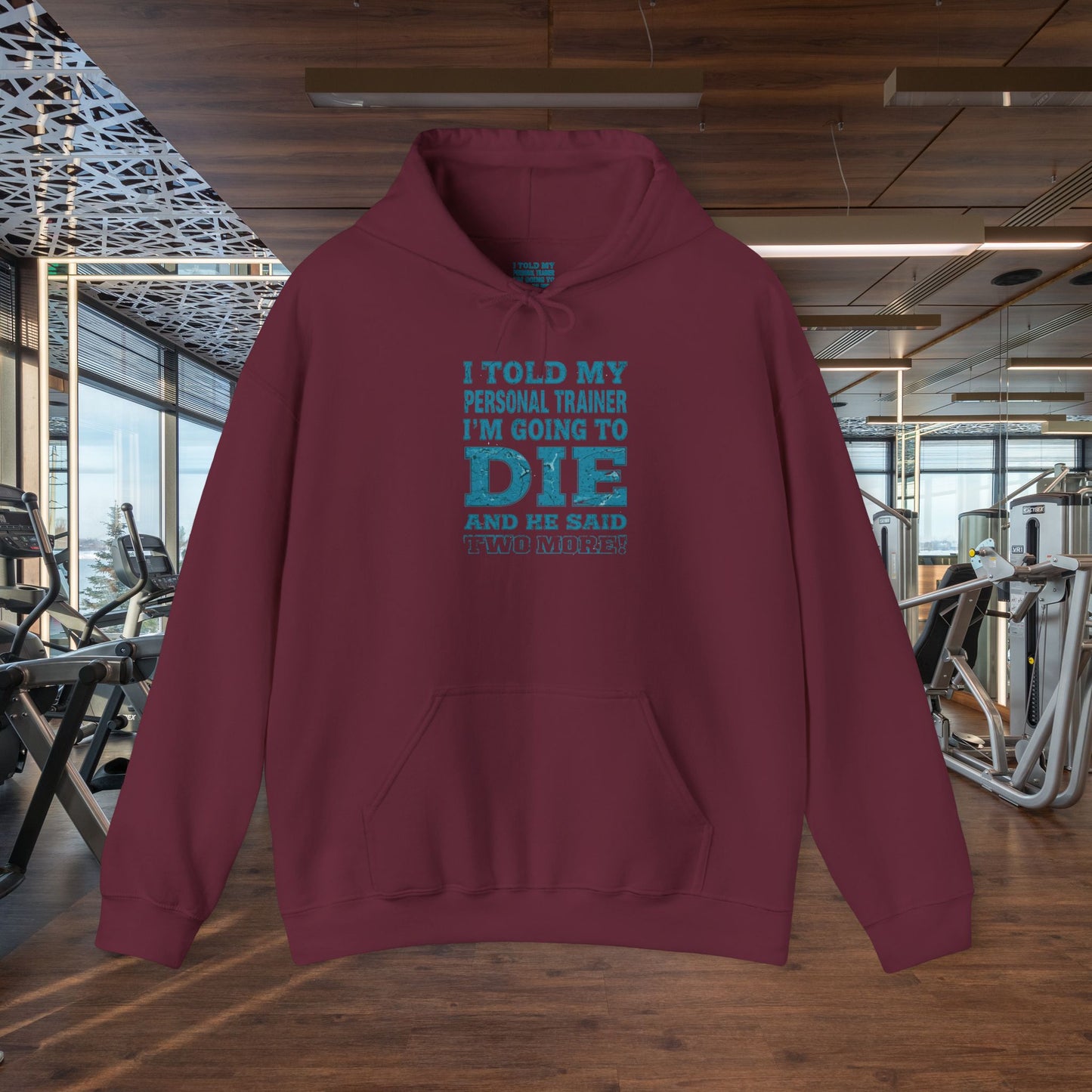 Funny - I Told My Personal Trainer That I'm Going To Die And He Said Two More! - Design - Workout Hoodie - Sizes - S - 5XL - Gym Humor Sweatshirt - Personal Trainer Gift - Fitness Motivational Apparel
