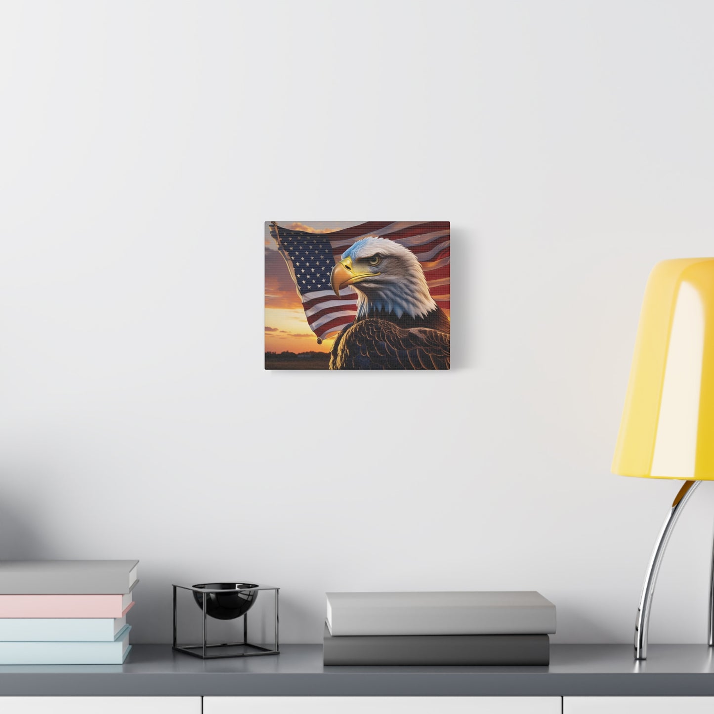 Patriotic Red Eagle Canvas Wall Art, Stretched Eagle Art - Red White Blue - American Flag Decor - Veteran's Day Gift - 4th of July Decoration, Home Gallery Wall